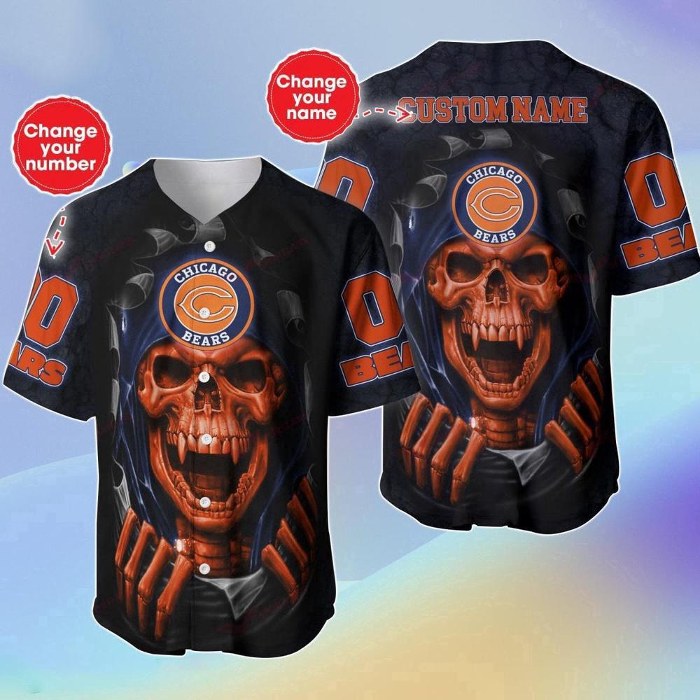 Personalized Name & Number NLF Chicago Bears Halloween Baseball Jersey Shirt Gift For Fans