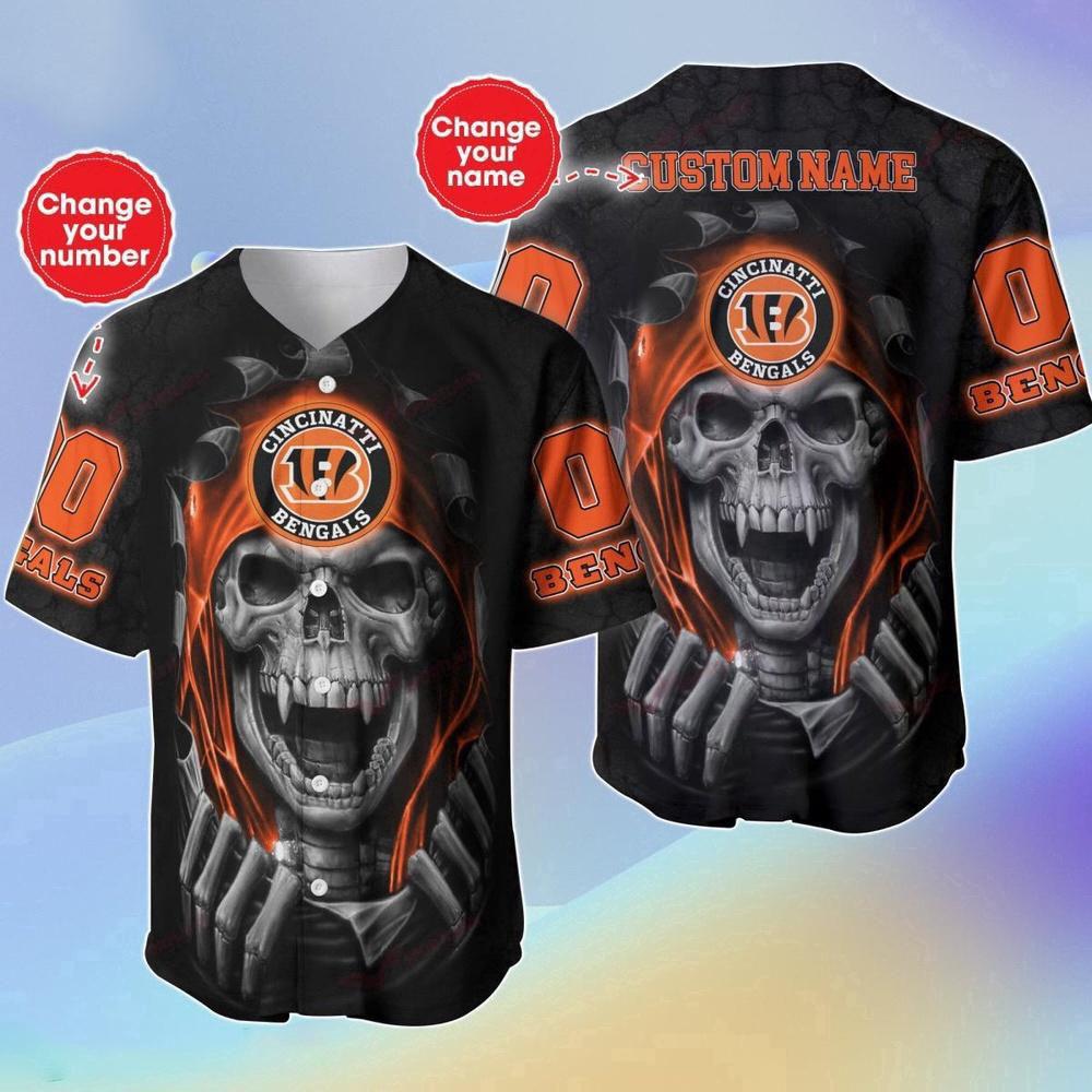 Personalized Name & Number NLF Cincinnati Bengals Halloween Baseball Jersey Shirt Gift For Fans