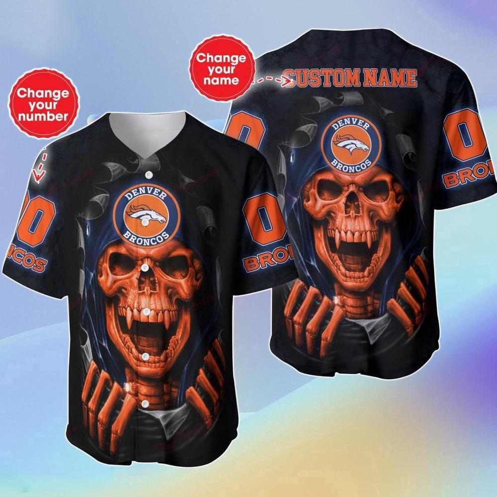 Personalized Name & Number NLF Denver Broncos Halloween Baseball Jersey Shirt Gift For Fans