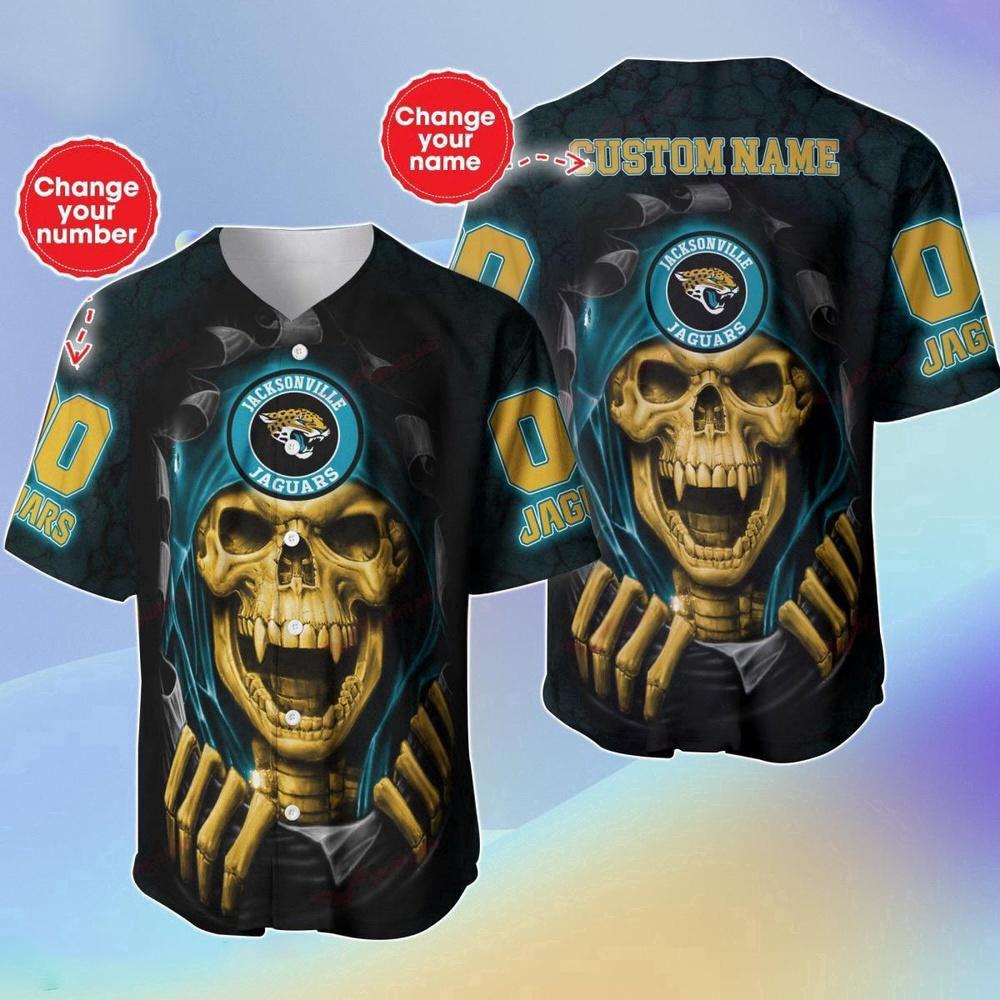 Personalized Name & Number NLF Jacksonville Jaguars Halloween Baseball Jersey Shirt Gift For Fans