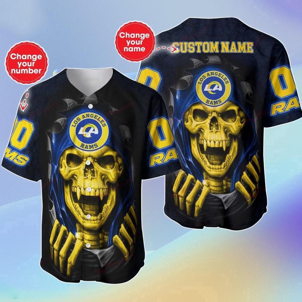 Personalized Name & Number NLF Los Angeles Rams Halloween Baseball Jersey Shirt Gift For Fans