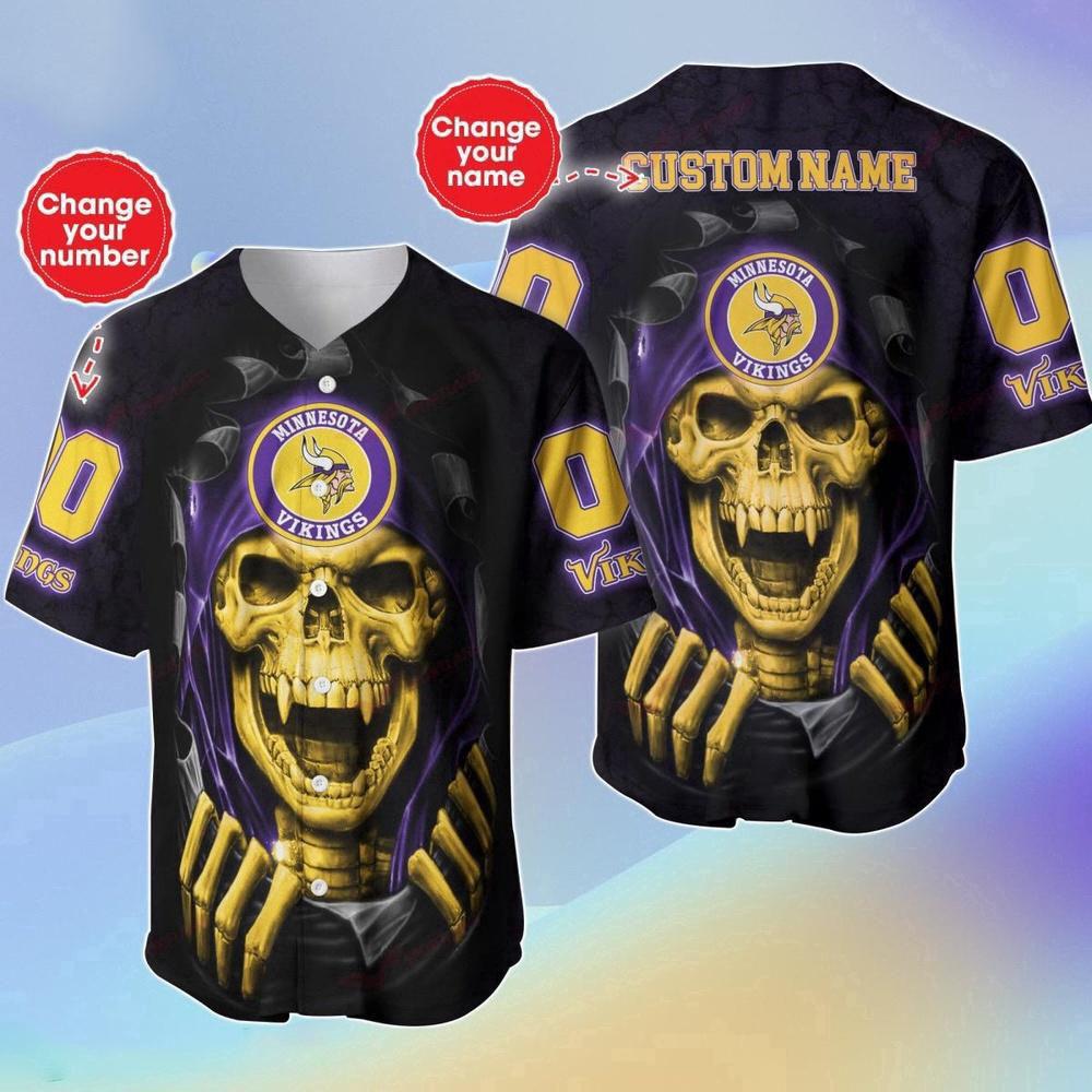 Personalized Name & Number NLF Minnesota Vikings Halloween Baseball Jersey Shirt Gift For Fans