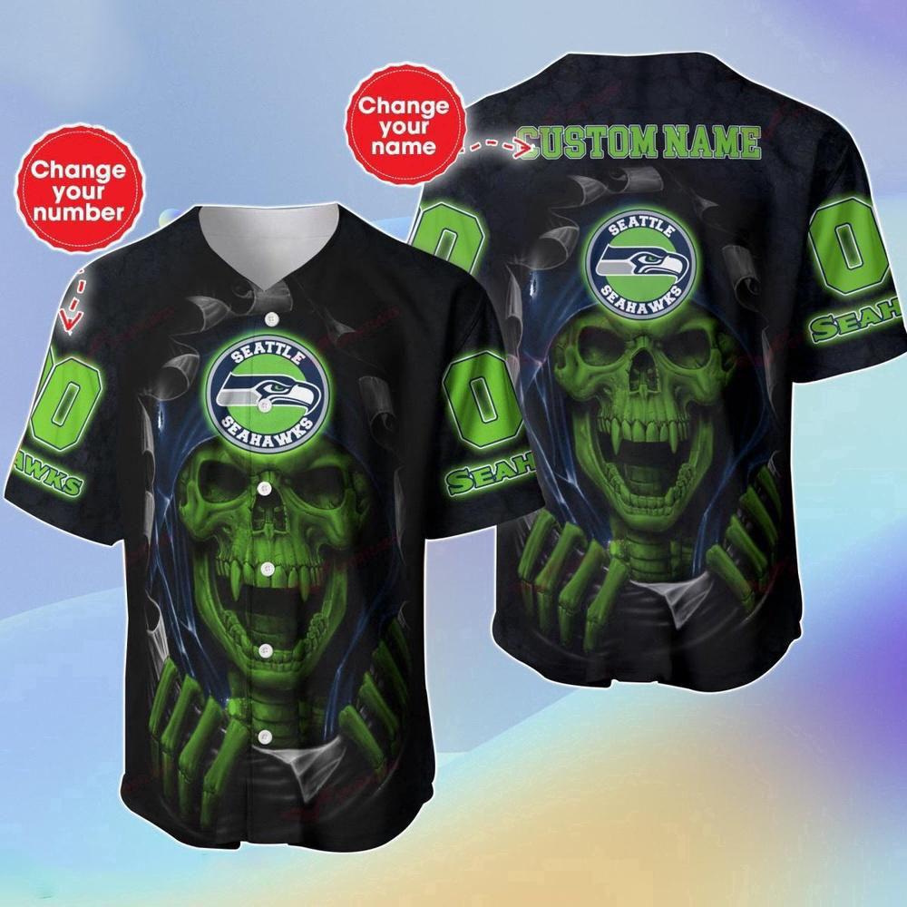 Personalized Name & Number NLF Seattle Seahawks Halloween Baseball Jersey Shirt Gift For Fans