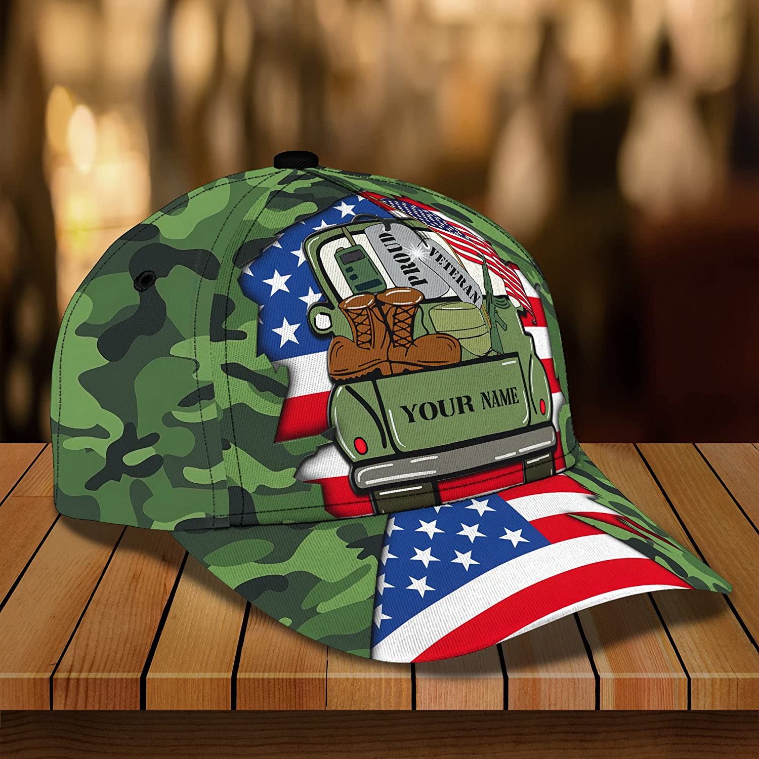 Personalized Name 3D Printed Unisex Cap, Proud Veteran Customize Cap, Gift For Veteran Trucker Hats Custom Hats Gifts For Men & Women