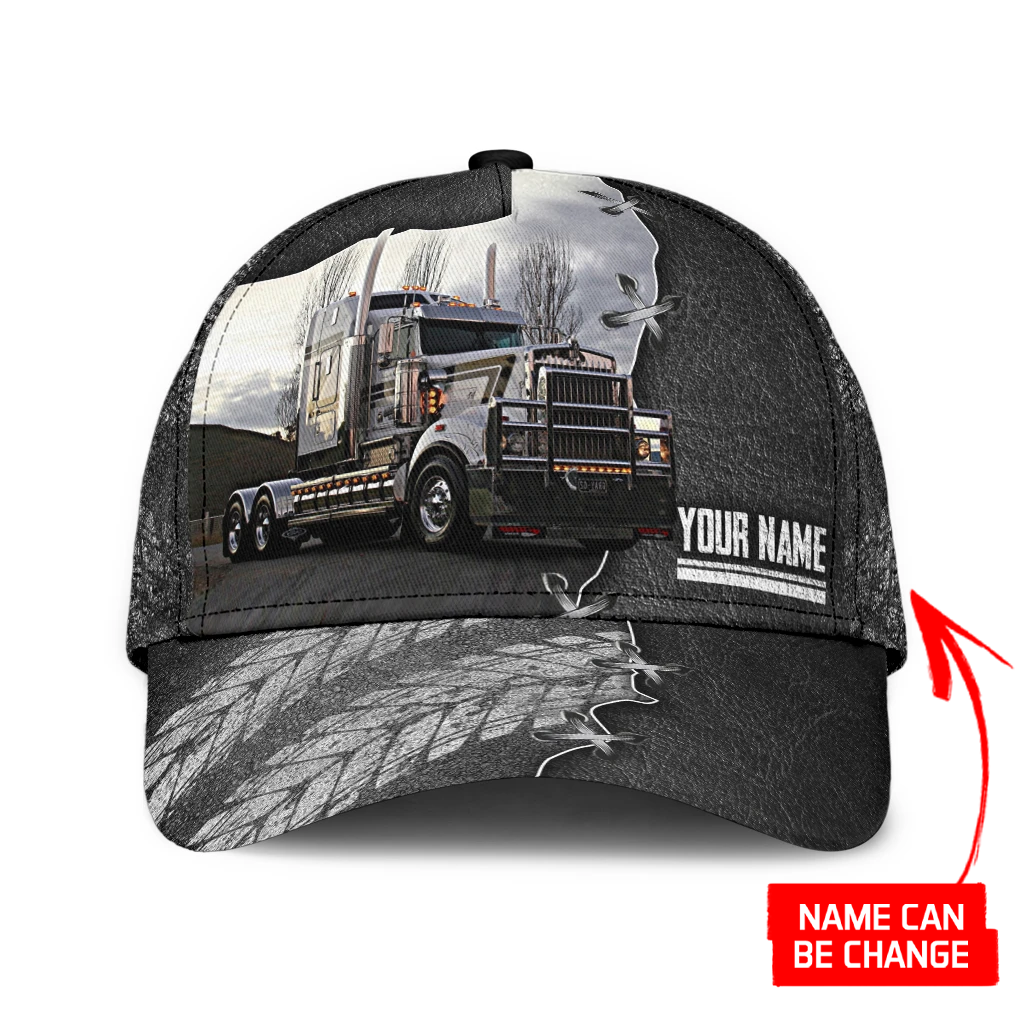 Personalized Name And Color Love Semi Truck Classic Cap Trucker Hats Custom Hats Gifts For Men & Women