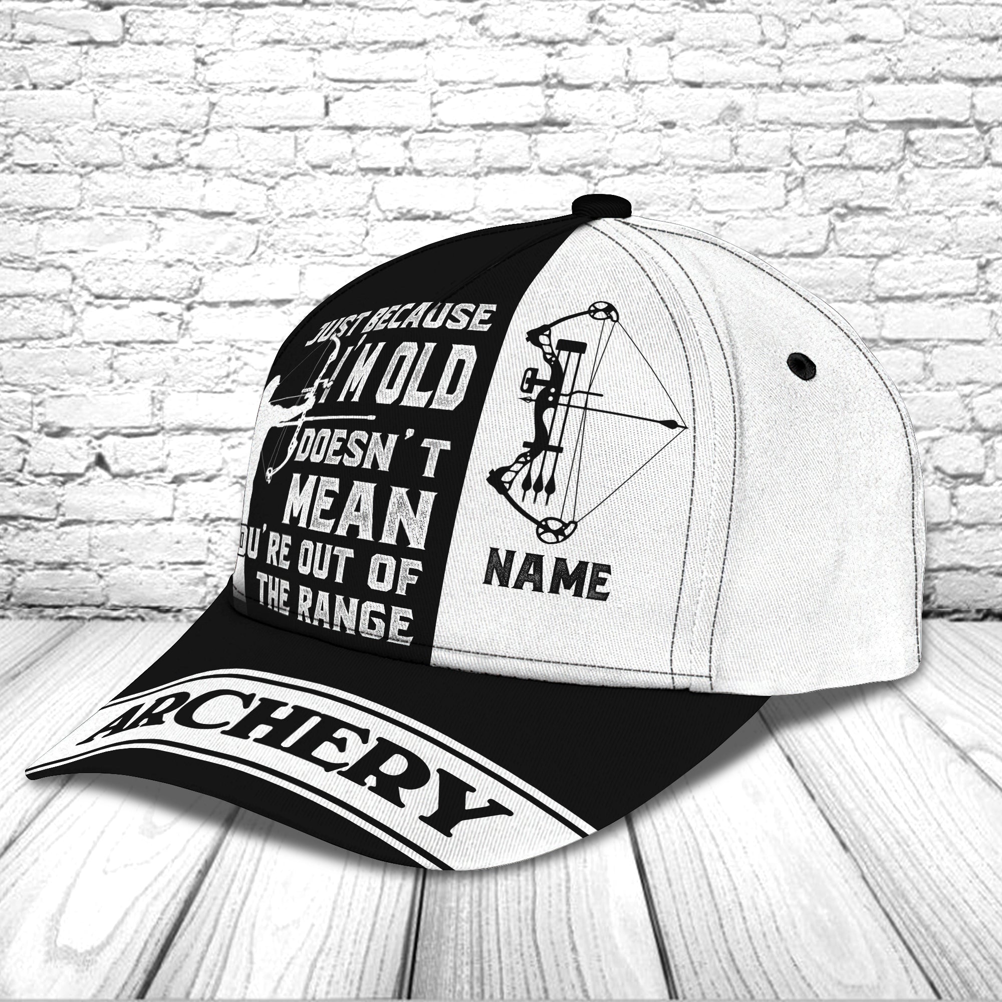 Personalized Name Archery Cap Hat, Black and White Archery Cap, Gift for Archer Cap Trucker Hats Custom Hats Gifts For Men & Women