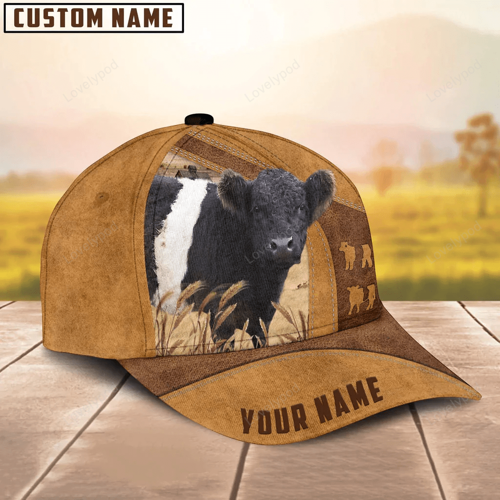 Personalized Name Belted Galloway Cap, Baseball Hat For Farmer, Gift for farm Trucker Hats Custom Hats Gifts For Men & Women