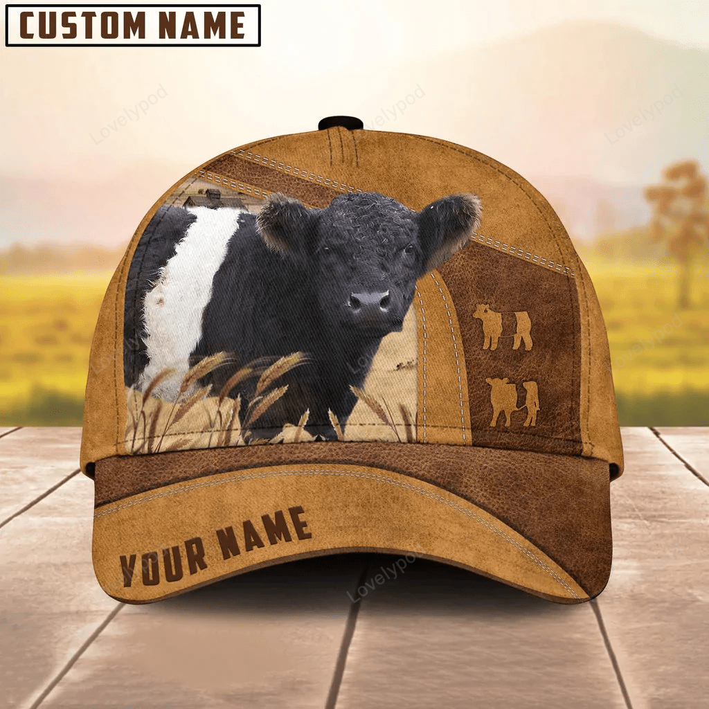 Personalized Name Belted Galloway Cap, Baseball Hat For Farmer, Gift for farm Trucker Hats Custom Hats Gifts For Men & Women
