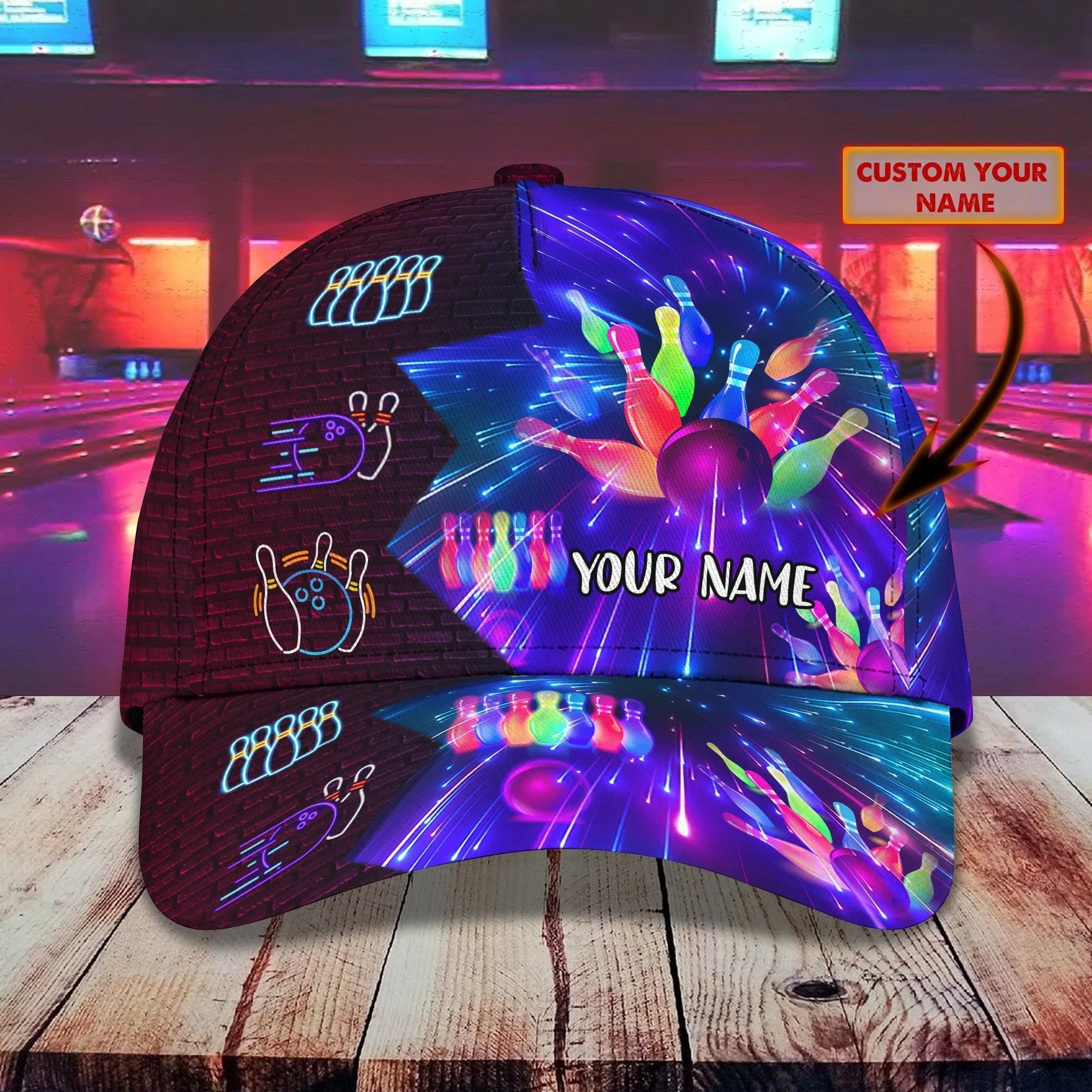 Personalized Name Bowling Cap Hat, Baseball Cap For Bowler, Bowler Hat, Gift For Bowling Player Trucker Hats Custom Hats Gifts For Men & Women