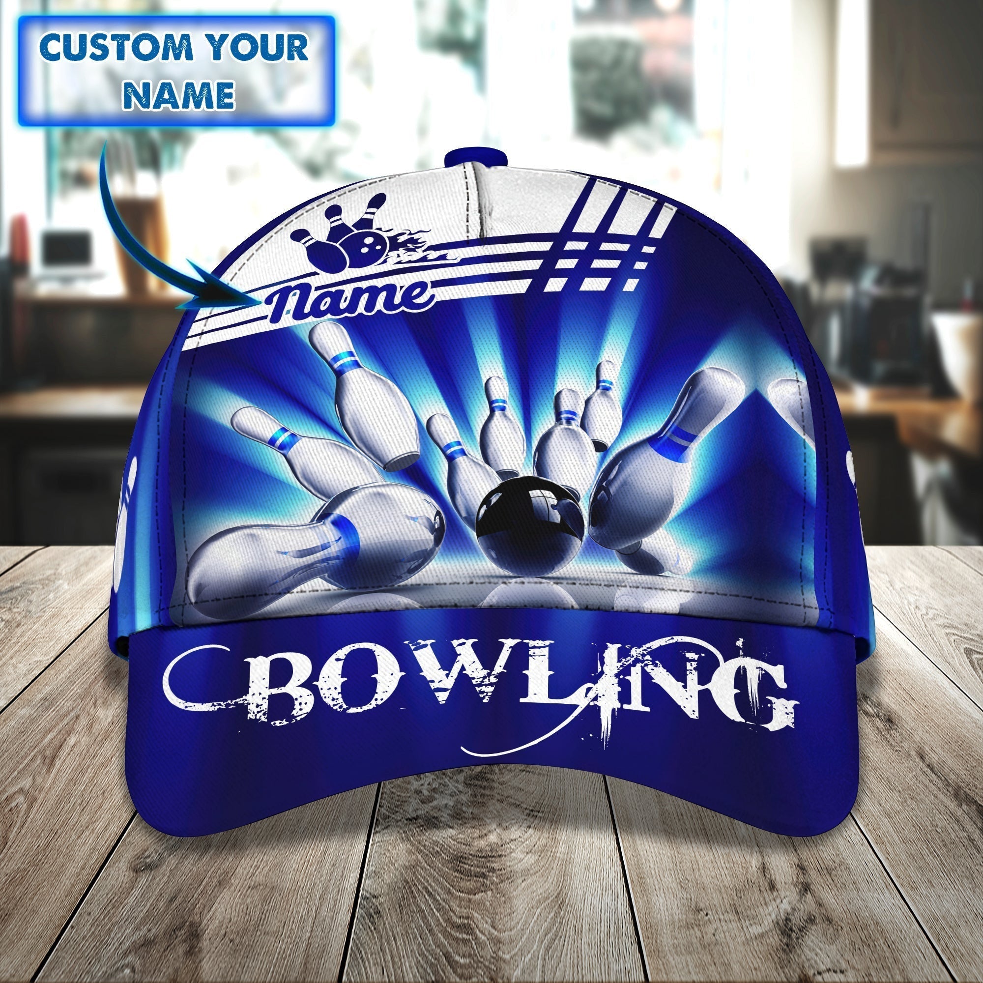 Personalized Name Bowling Q2 Classic Cap Trucker Hats Custom Hats Gifts For Men & Women