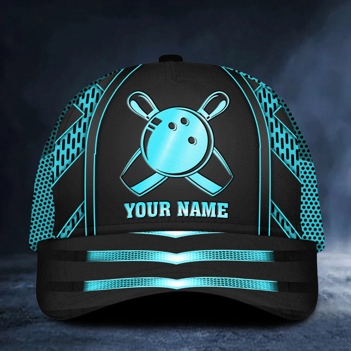 Personalized Name Bowling Teal Version Classic Cap Trucker Hats Custom Hats Gifts For Men & Women