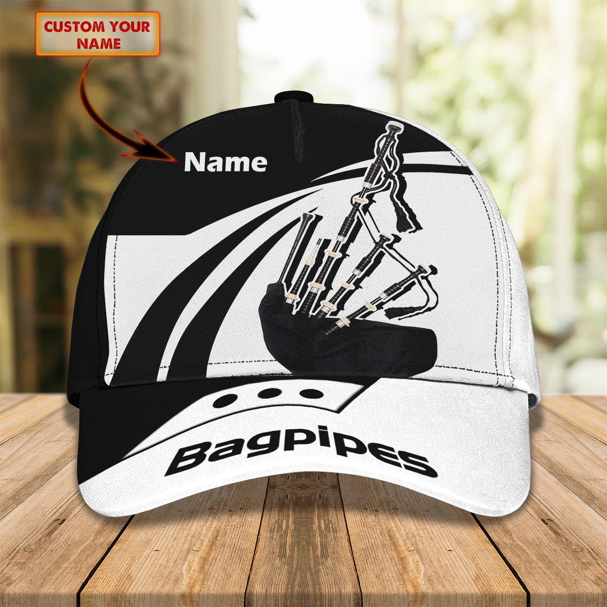 Personalized Name Cap - Custom Classic Bagpipes Cap Trucker Hats Custom Hats Gifts For Men & Women