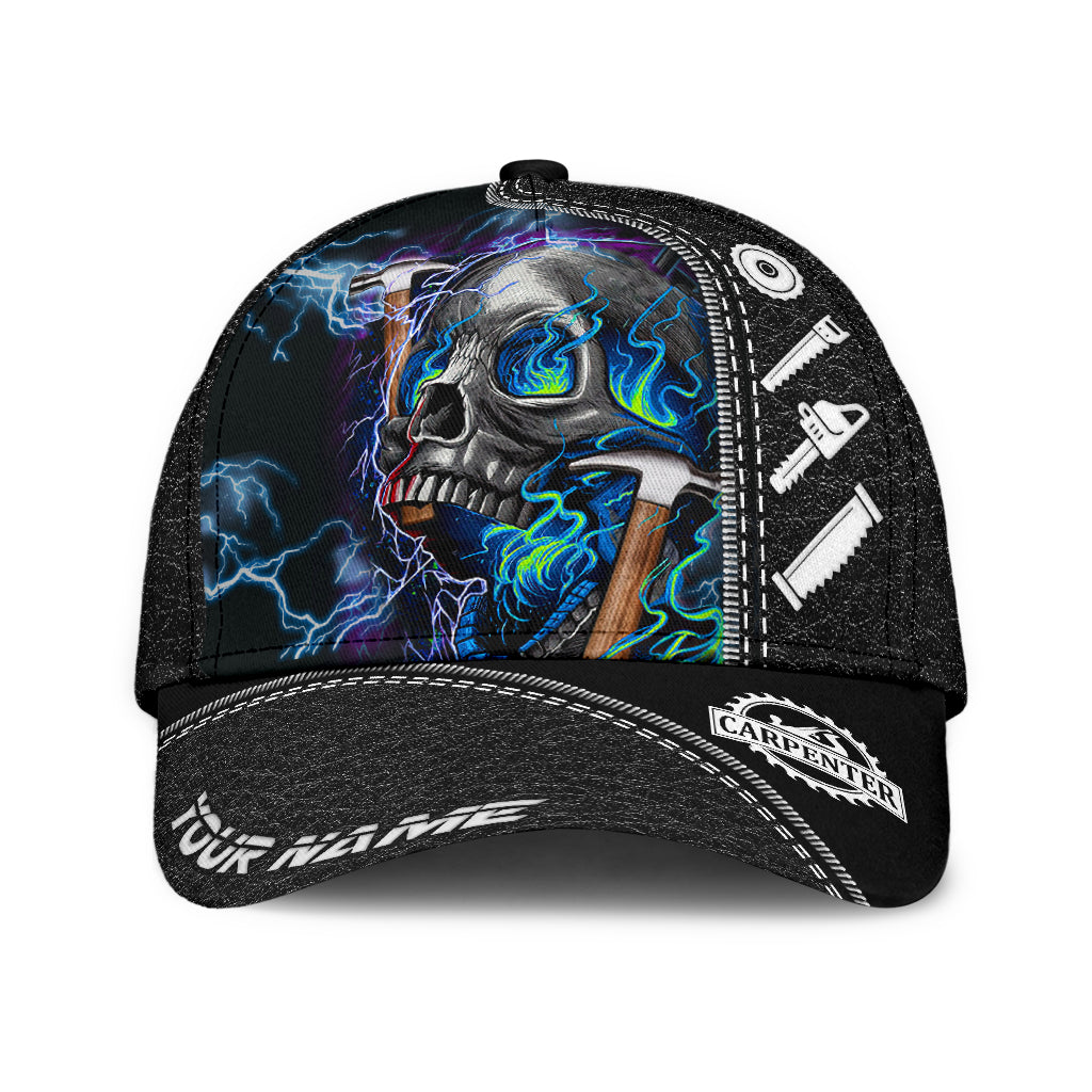 Personalized Name Carpenter Classic Cap Skull Carpenter Baseball Cap Hat Trucker Hats Custom Hats Gifts For Men & Women