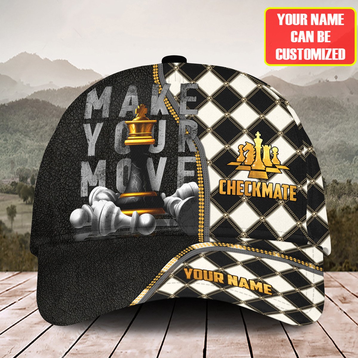 Personalized Name Chess Classic Cap, Make Your Move Checkmate Cap Chess, Hat for Chess Player Trucker Hats Custom Hats Gifts For Men & Women
