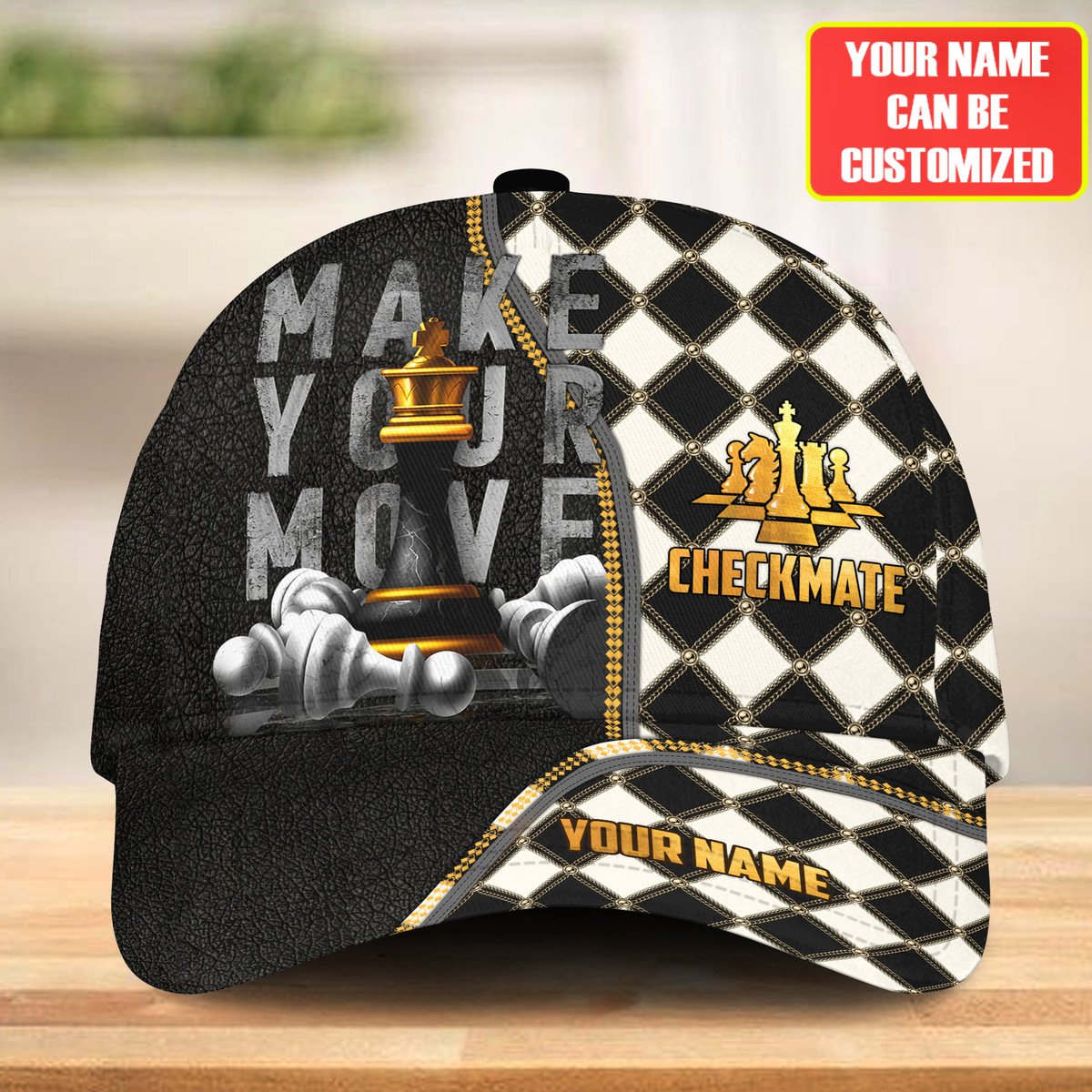 Personalized Name Chess Classic Cap, Make Your Move Checkmate Cap Chess, Hat for Chess Player Trucker Hats Custom Hats Gifts For Men & Women