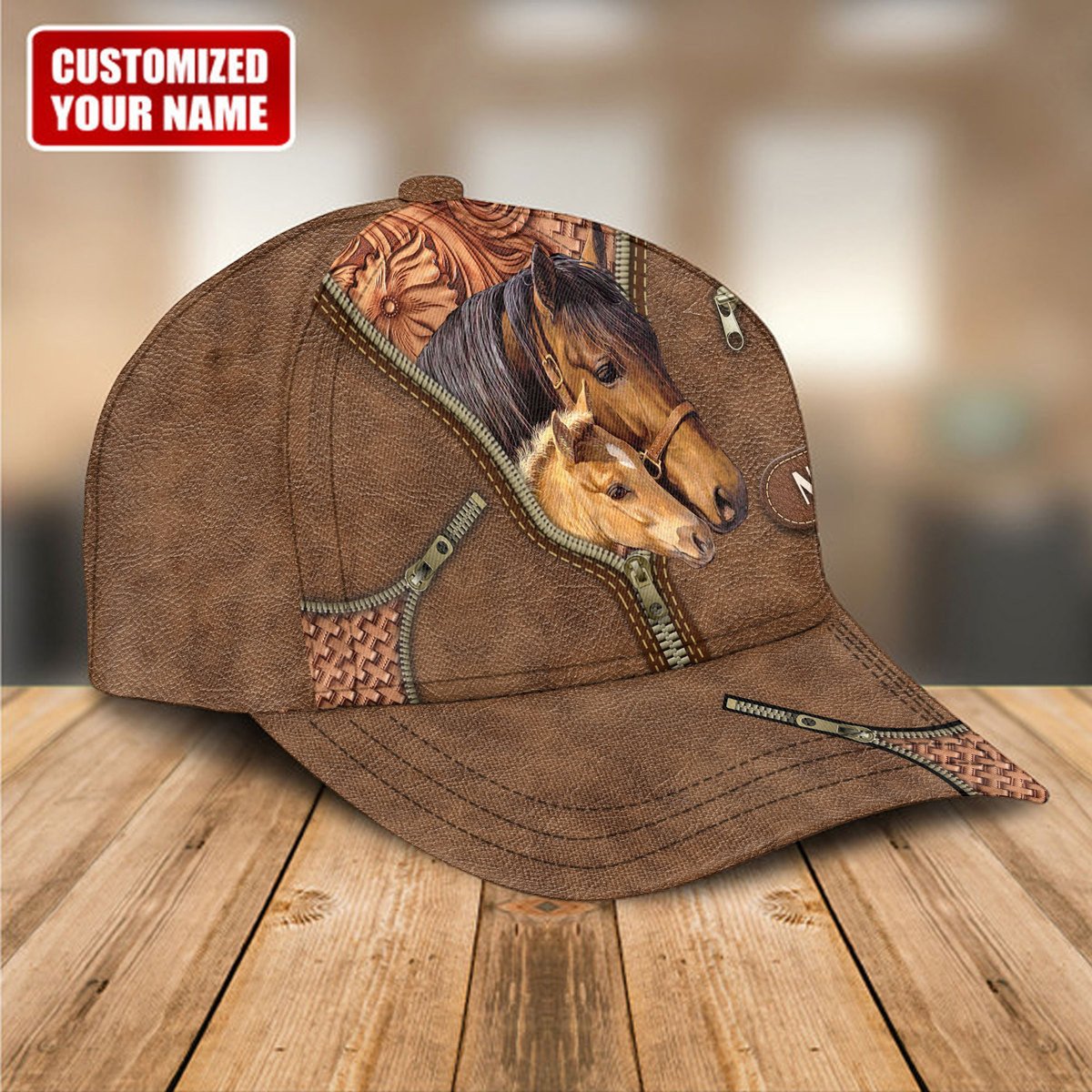 Personalized Name Couple Horse Classic Cap Trucker Hats Custom Hats Gifts For Men & Women