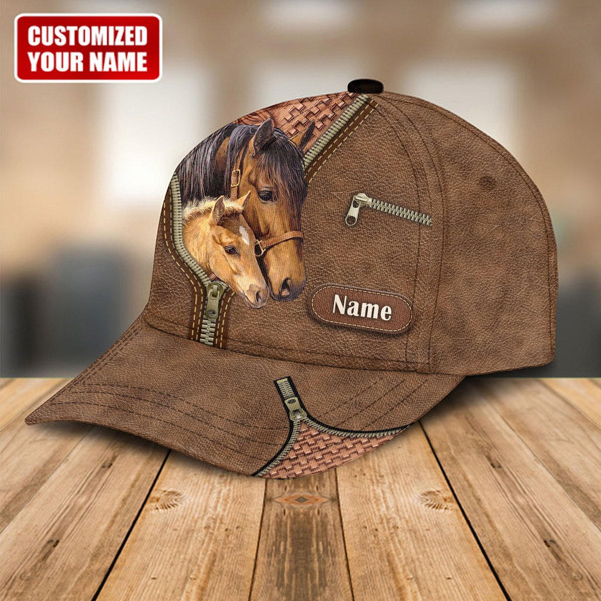 Personalized Name Couple Horse Classic Cap Trucker Hats Custom Hats Gifts For Men & Women