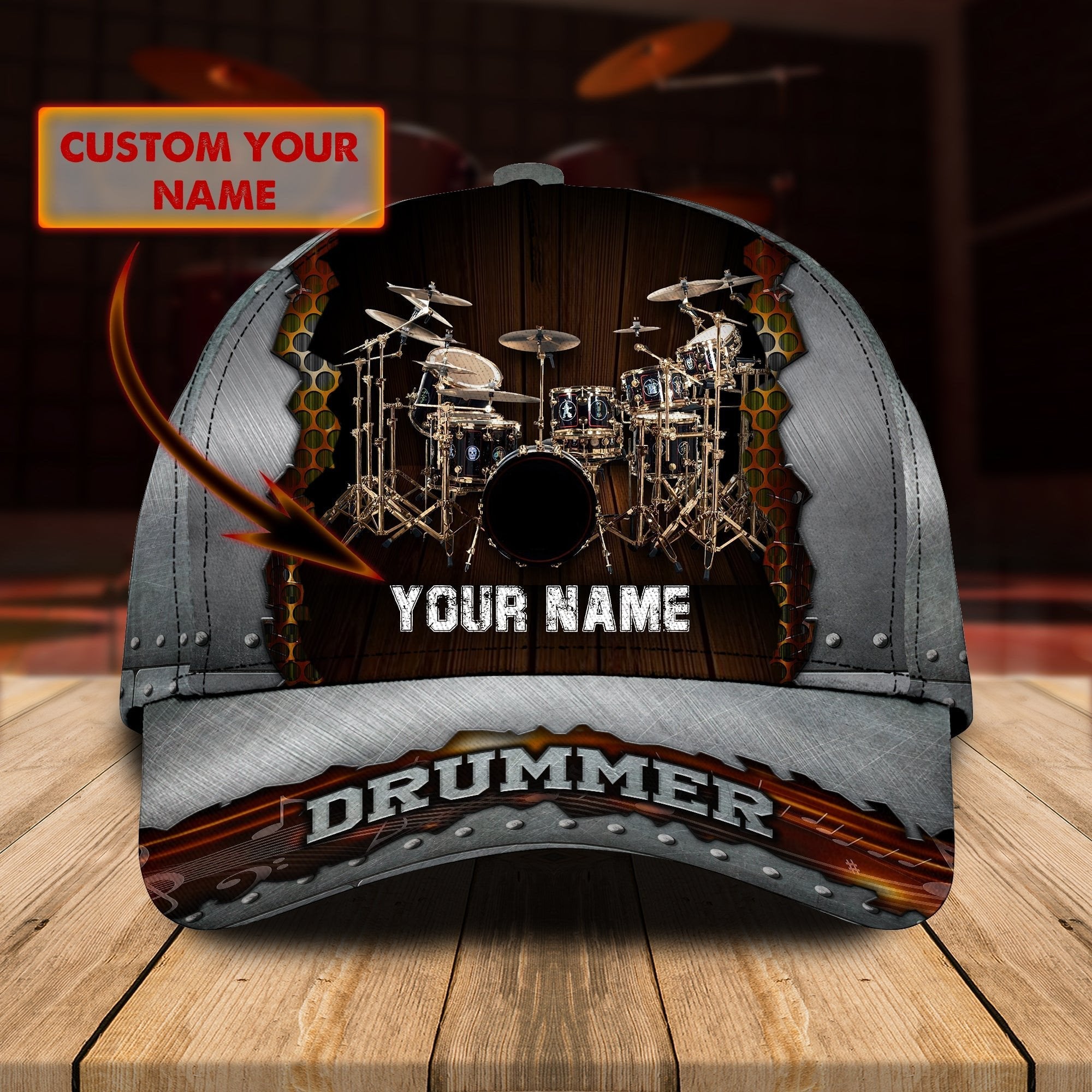 Personalized Name Drum3 Classic Cap Trucker Hats Custom Hats Gifts For Men & Women