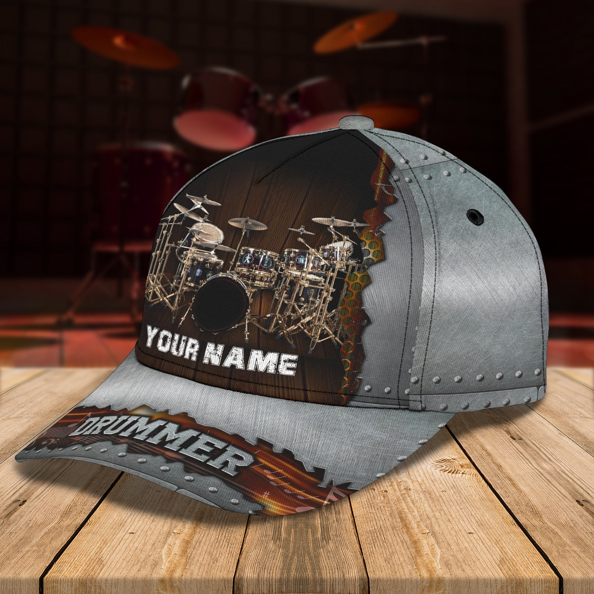 Personalized Name Drum3 Classic Cap Trucker Hats Custom Hats Gifts For Men & Women