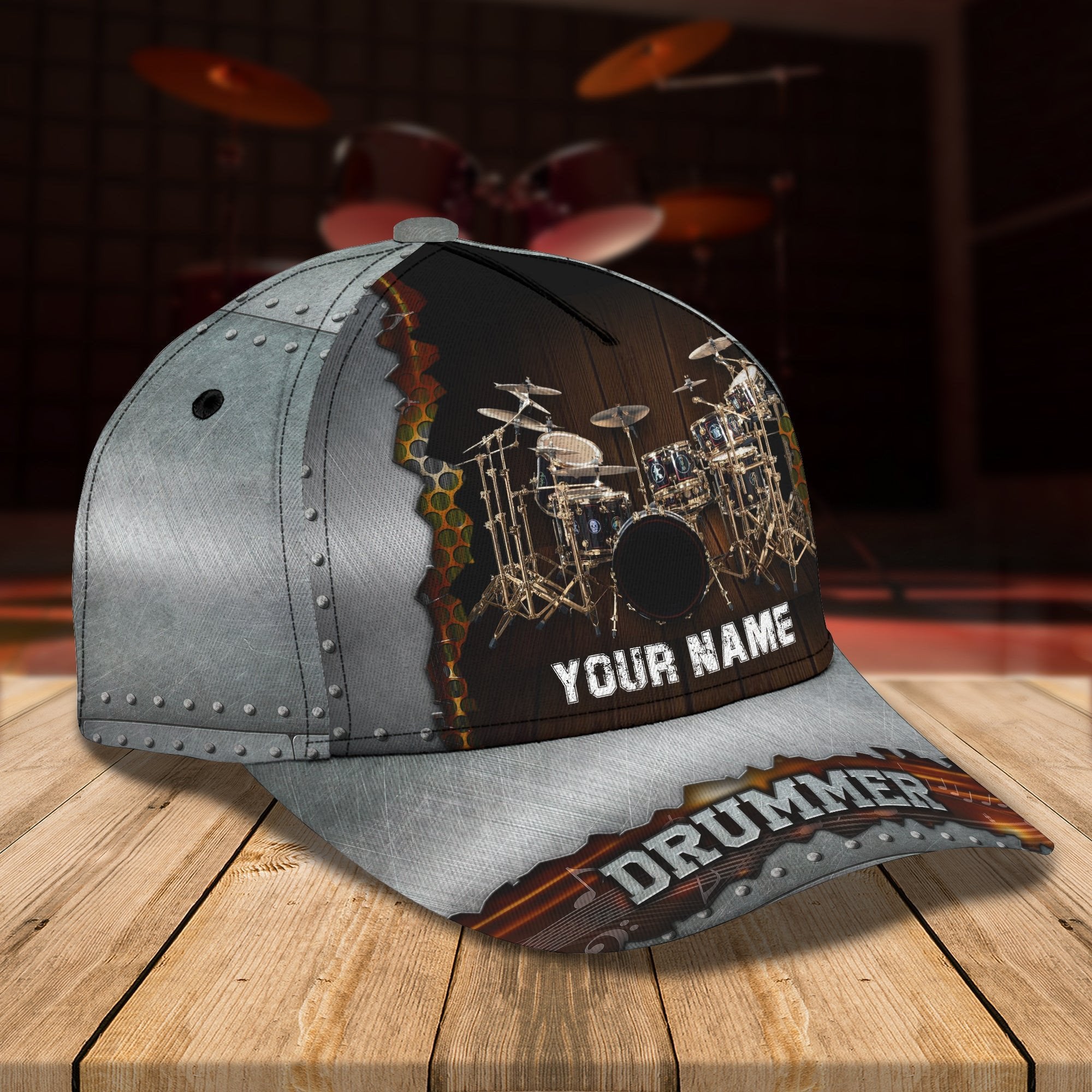 Personalized Name Drum3 Classic Cap Trucker Hats Custom Hats Gifts For Men & Women