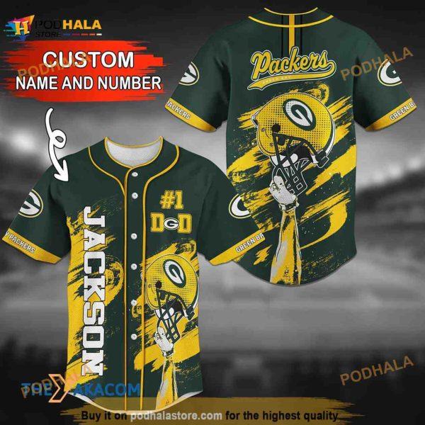 Personalized Name Green Bay Packers NLF Number 3D Baseball Jersey Shirt