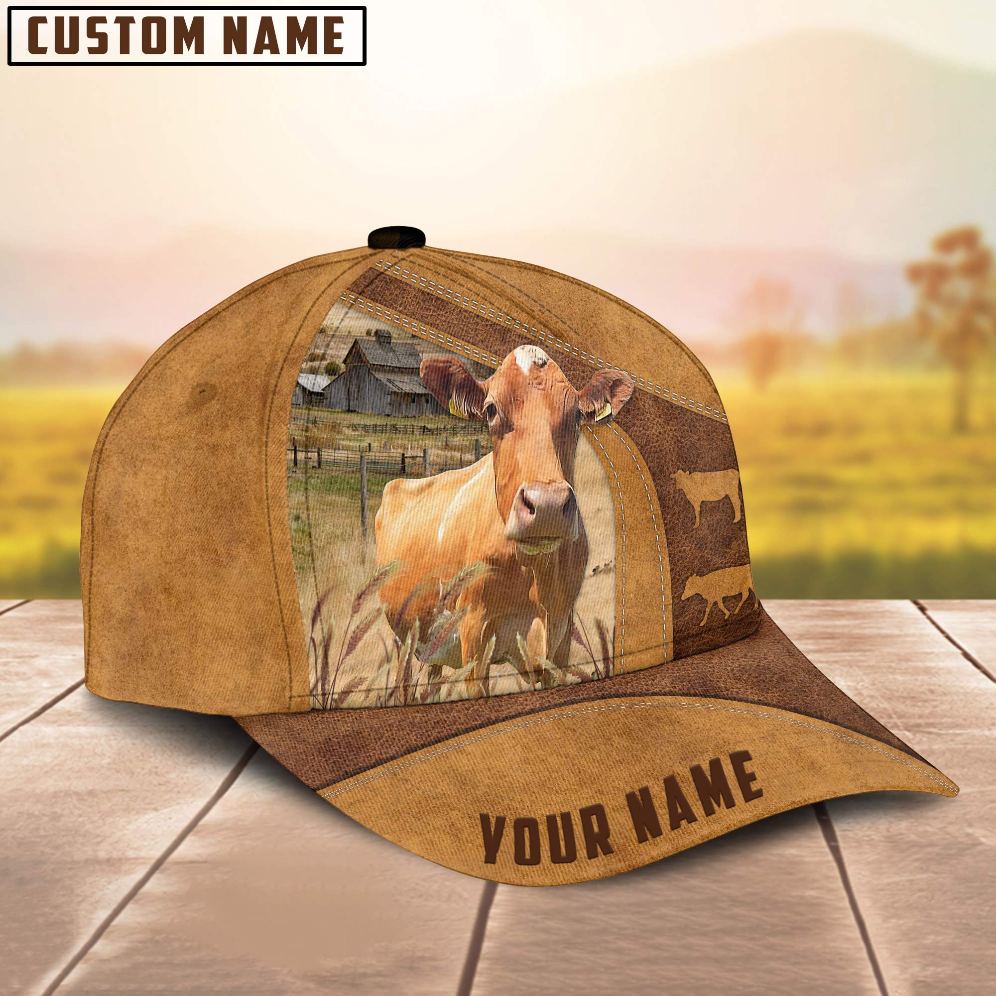 Personalized Name Guernsey Cattle Cap, Cattle Hat, Farm Baseball Hat, Cap Hat For Farmer Farm Lover Trucker Hats Custom Hats Gifts For Men & Women