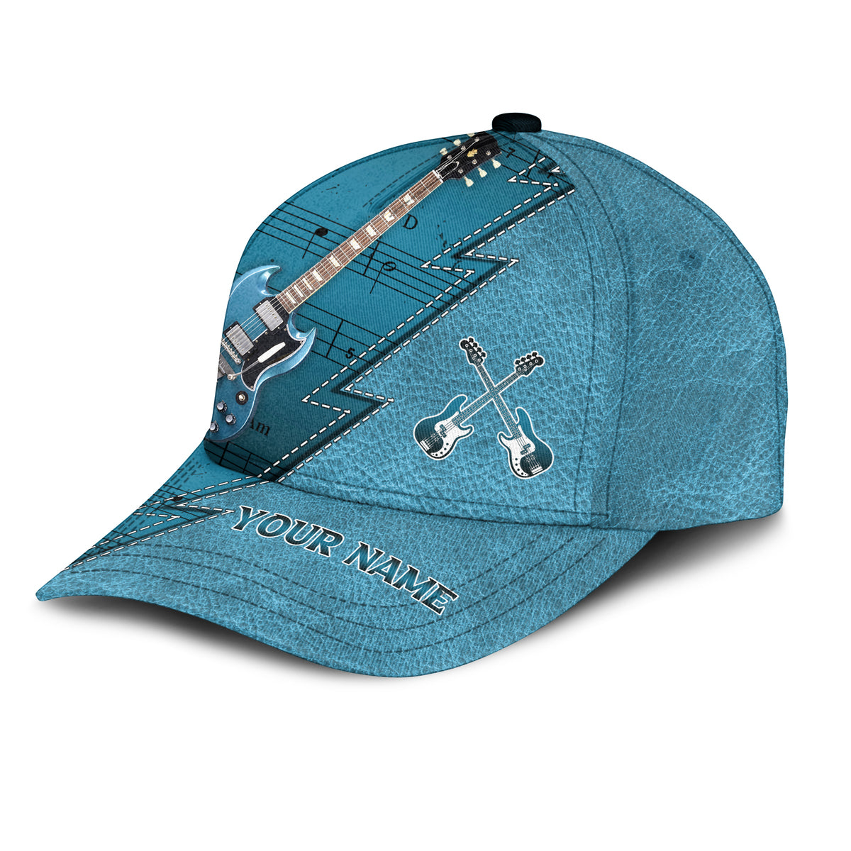 Personalized Name Guitar Classic Cap Trucker Hats Custom Hats Gifts For Men & Women