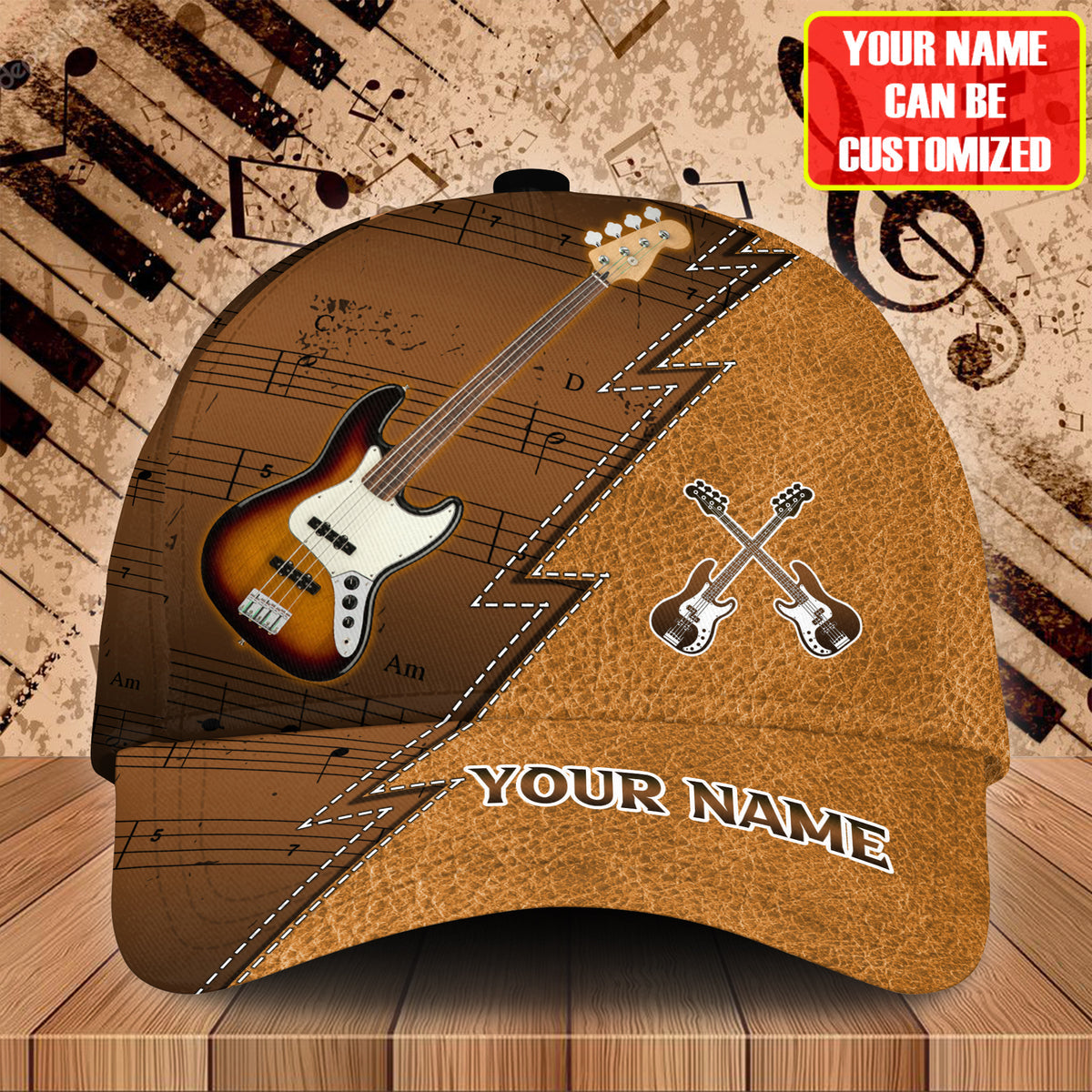 Personalized Name Guitar Classic Cap Trucker Hats Custom Hats Gifts For Men & Women