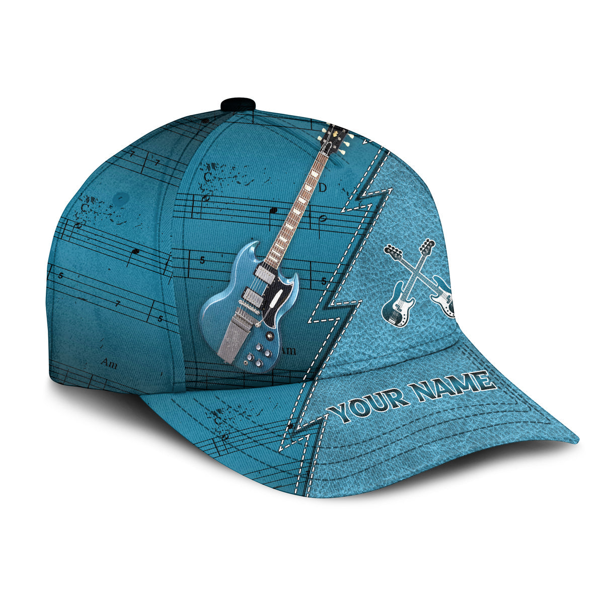 Personalized Name Guitar Classic Cap Trucker Hats Custom Hats Gifts For Men & Women