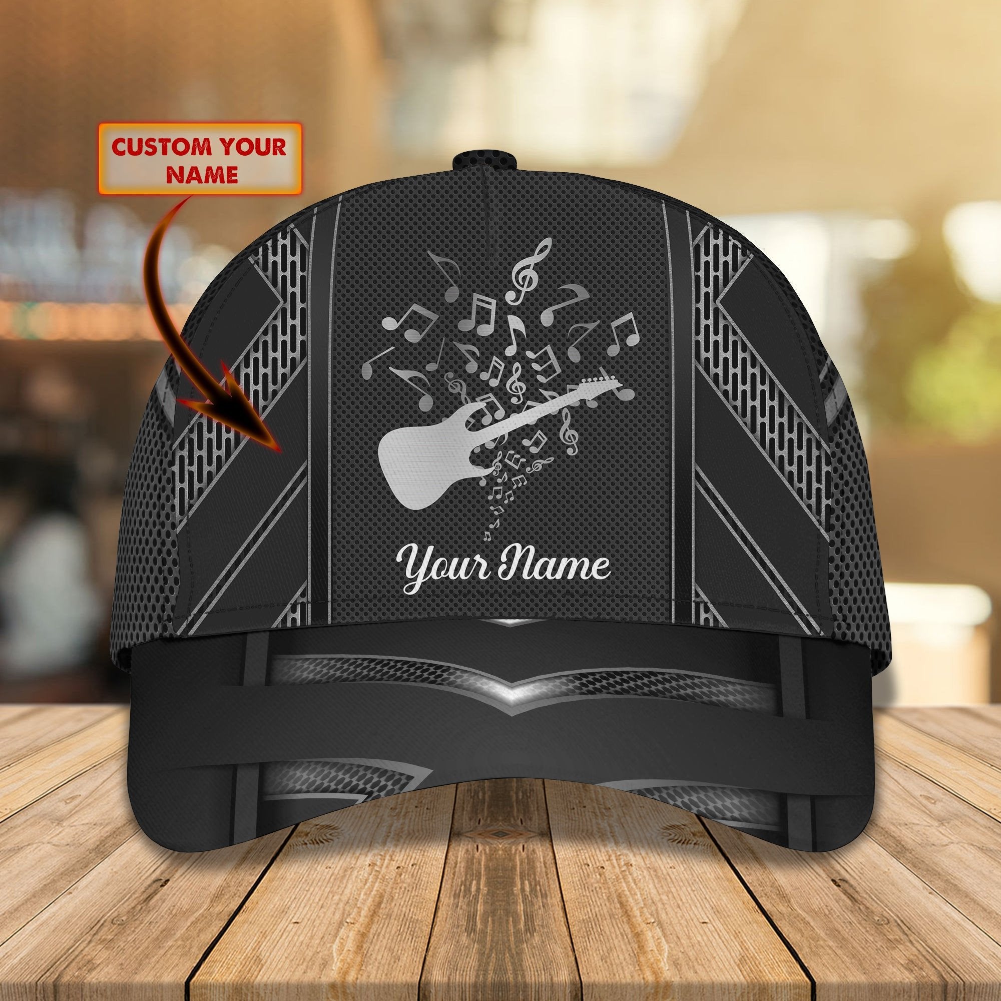 Personalized Name Guitar4 Classic Cap Trucker Hats Custom Hats Gifts For Men & Women