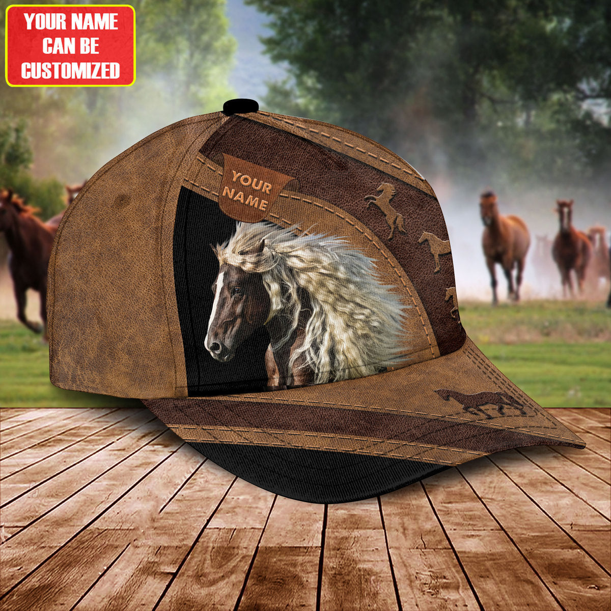 Personalized Name Horse Classic Cap Trucker Hats Custom Hats Gifts For Men & Women