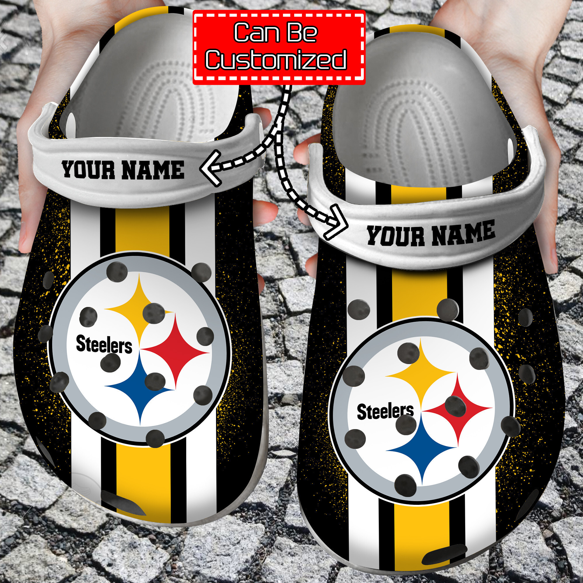 Personalized Name Logo Football Team Color Striped clog Shoes
