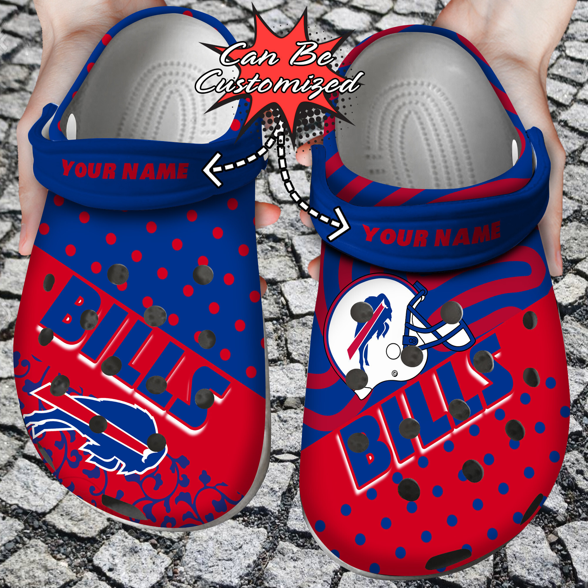 Personalized Name Logo Football Team Polka Dots Colors clog Shoes