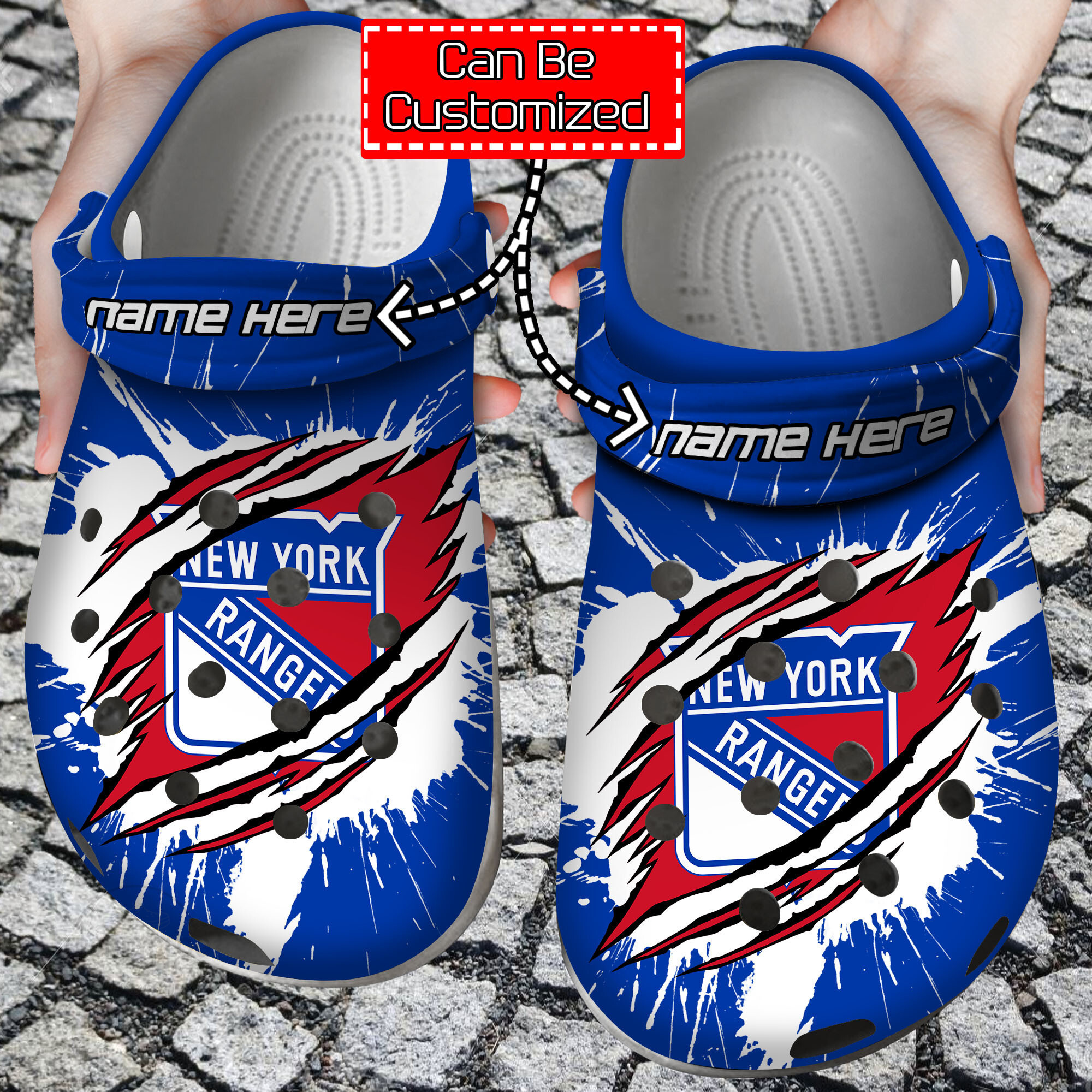 Personalized Name Logo Team Hockey Ripped Claw clog Shoes