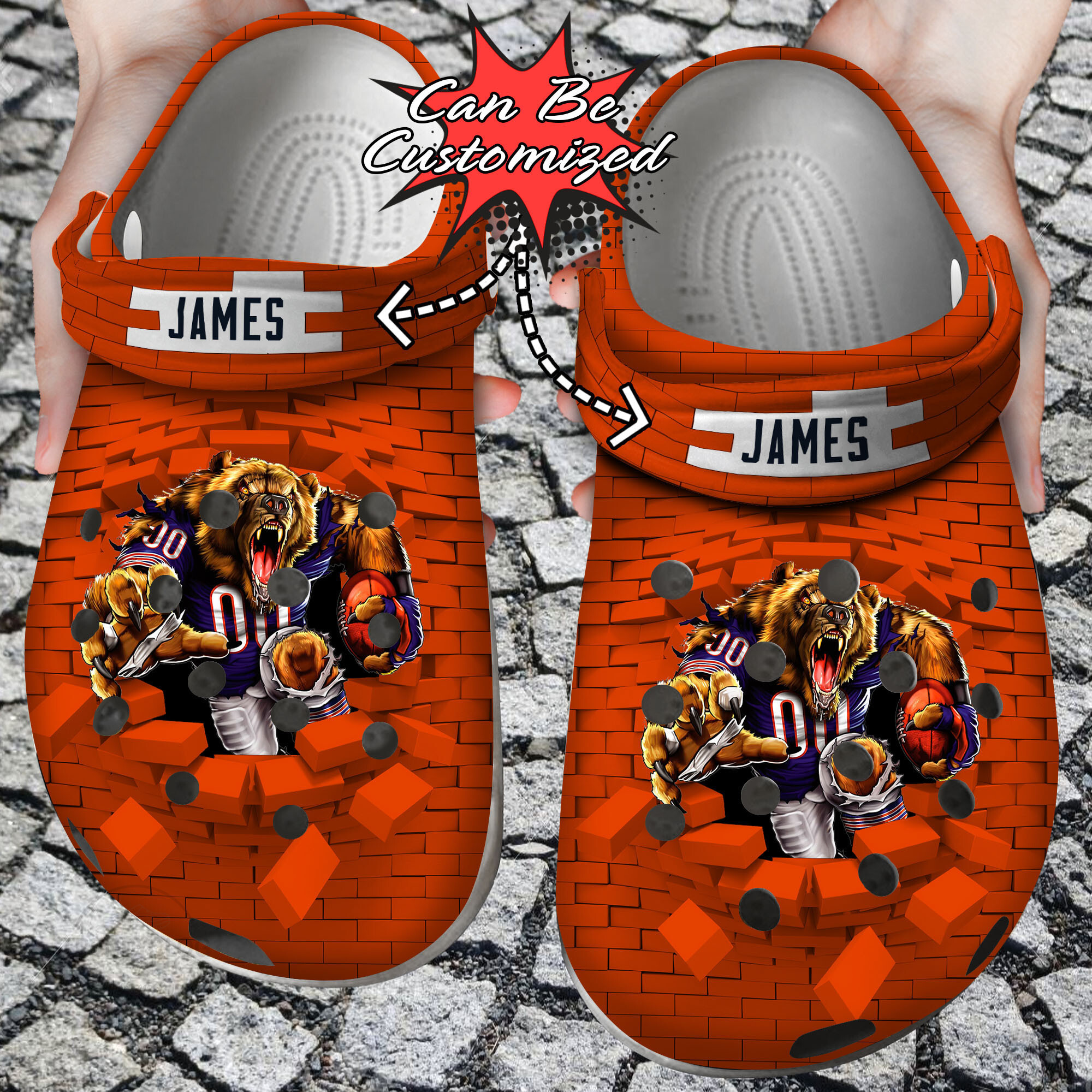 Personalized Name Mascot Team Flame Hand Style Clog Shoes