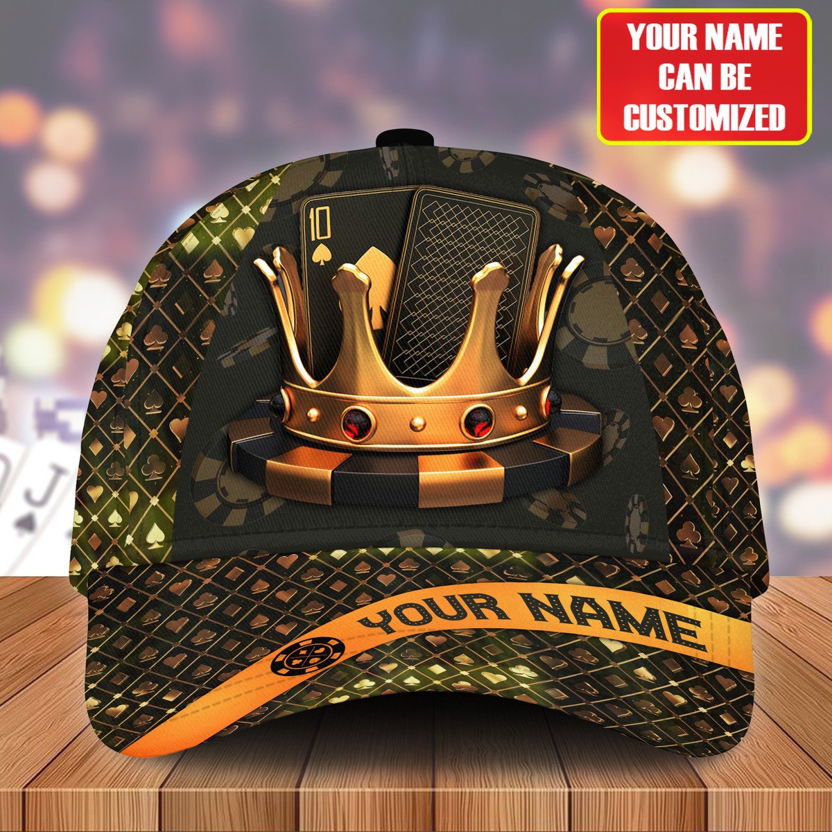 Personalized Name Poker Classic Cap, King of Poker Baseball Cap, Gift for Poker Player Trucker Hats Custom Hats Gifts For Men & Women