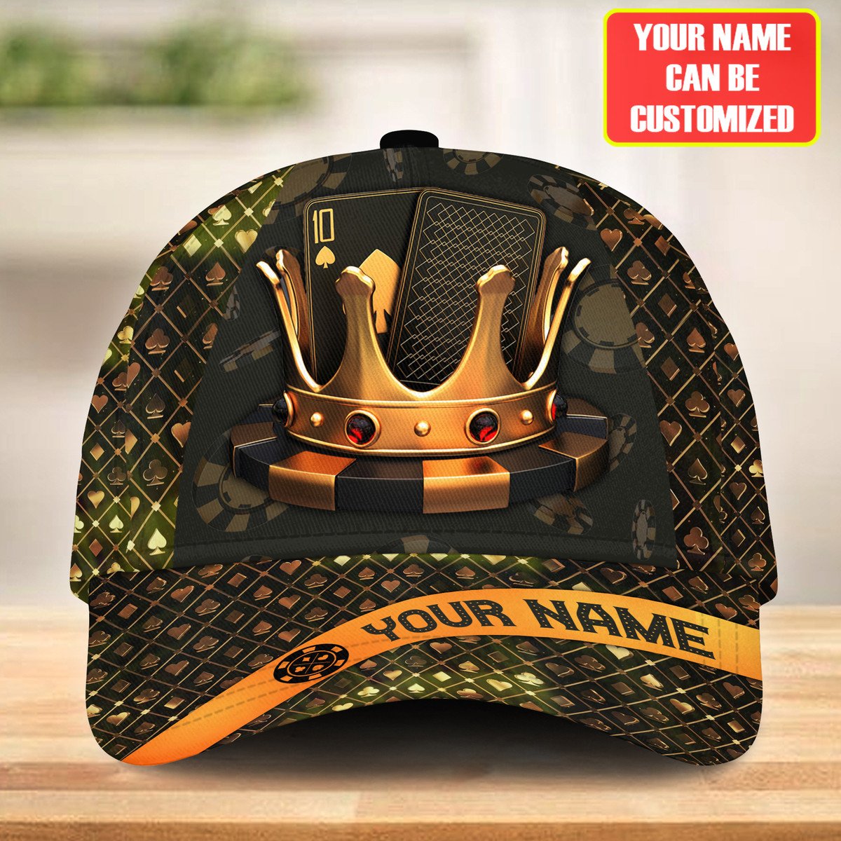 Personalized Name Poker Classic Cap, King of Poker Baseball Cap, Gift for Poker Player Trucker Hats Custom Hats Gifts For Men & Women