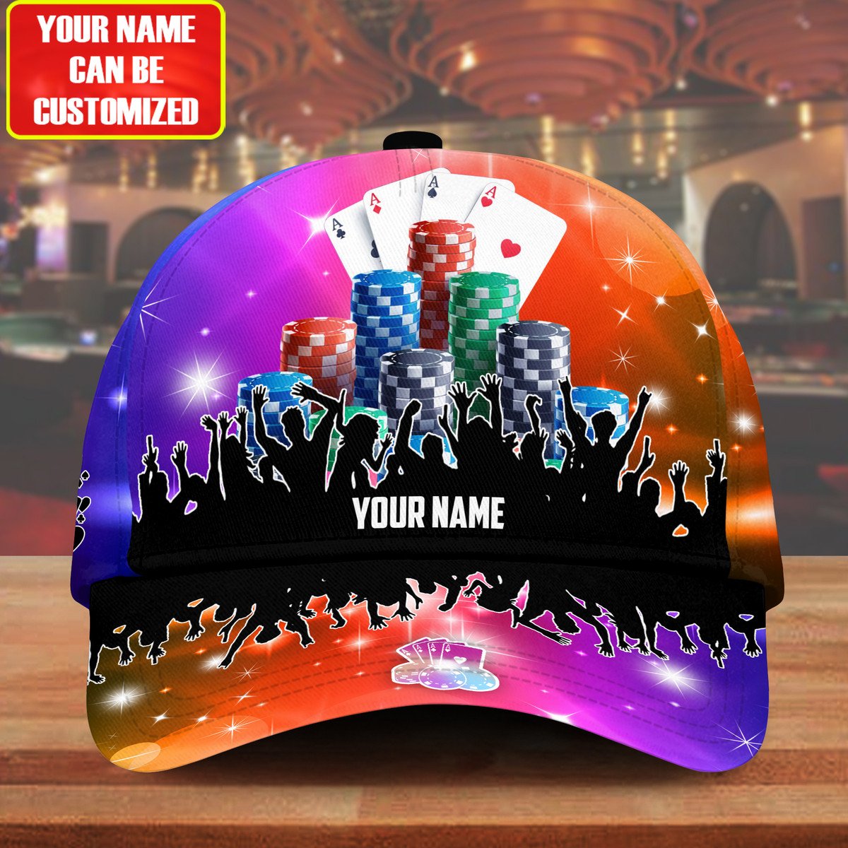 Personalized Name Poker Color Classic Cap, Casino Poker Hat, Idea Gift for Poker Player Trucker Hats Custom Hats Gifts For Men & Women