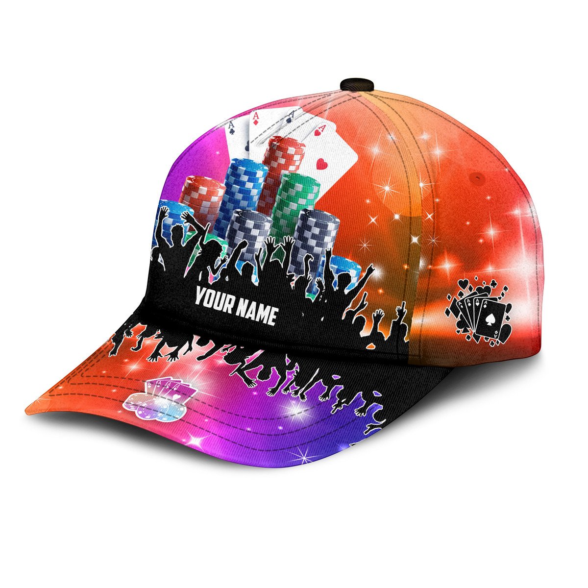 Personalized Name Poker Color Classic Cap, Casino Poker Hat, Idea Gift for Poker Player Trucker Hats Custom Hats Gifts For Men & Women