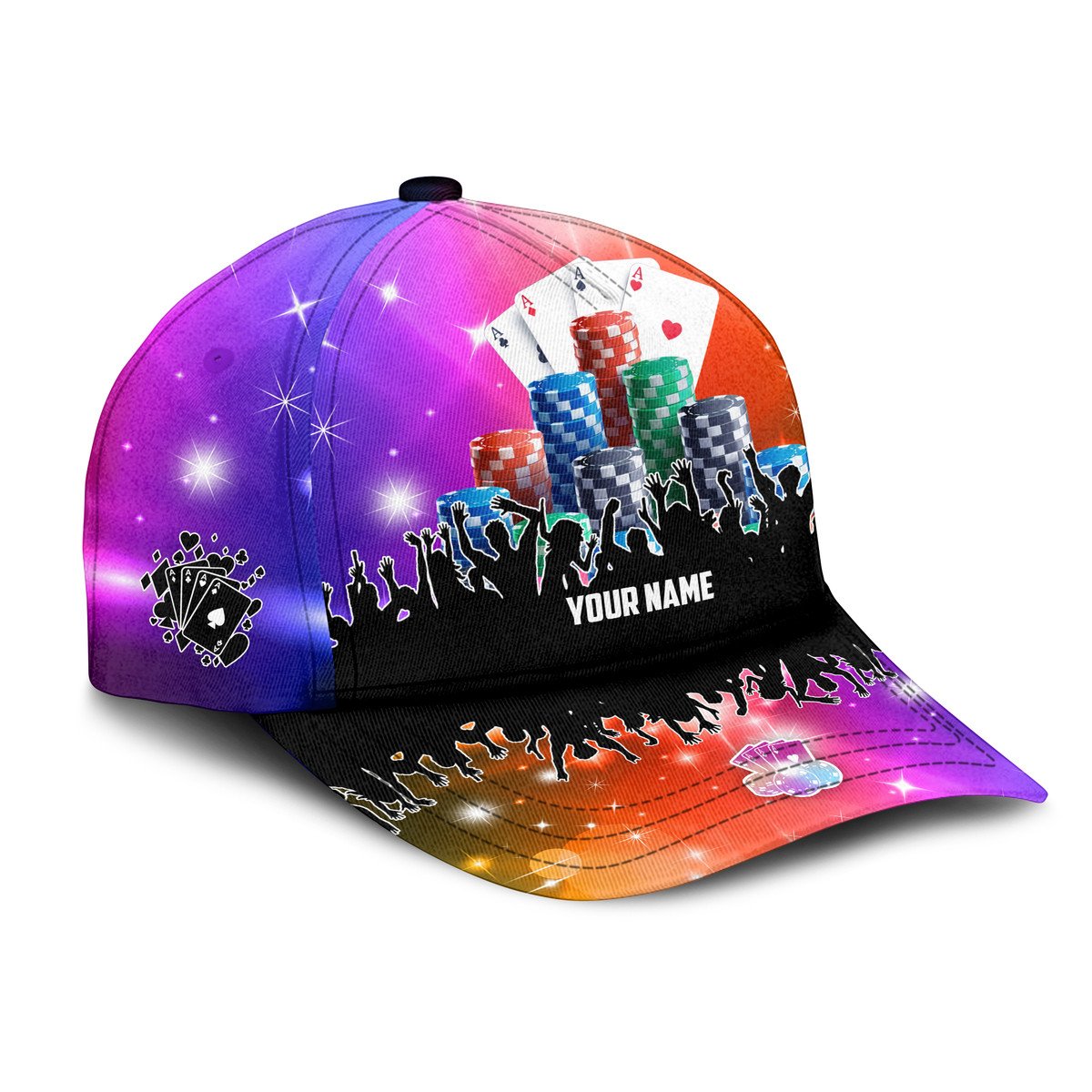 Personalized Name Poker Color Classic Cap, Casino Poker Hat, Idea Gift for Poker Player Trucker Hats Custom Hats Gifts For Men & Women