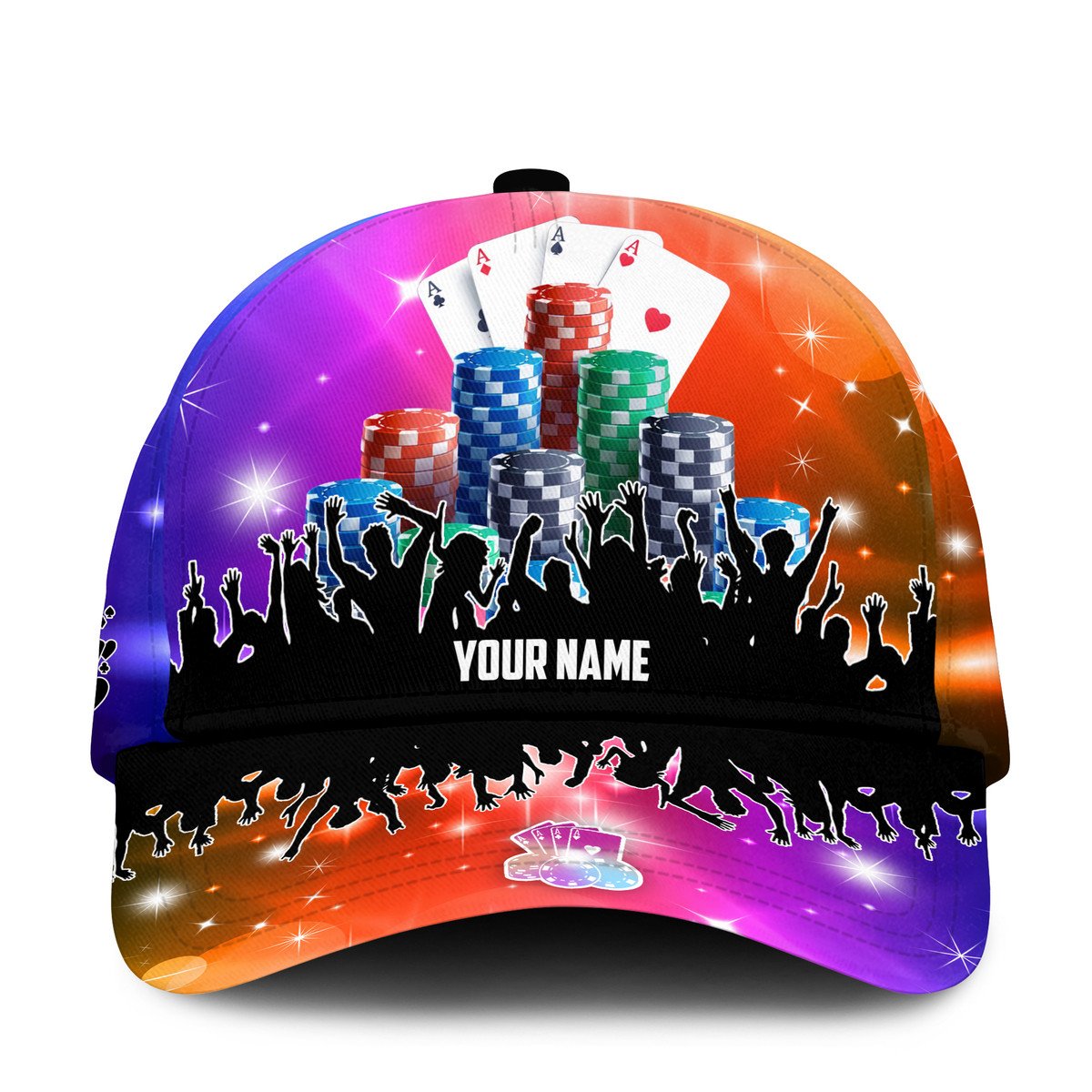 Personalized Name Poker Color Classic Cap, Casino Poker Hat, Idea Gift for Poker Player Trucker Hats Custom Hats Gifts For Men & Women