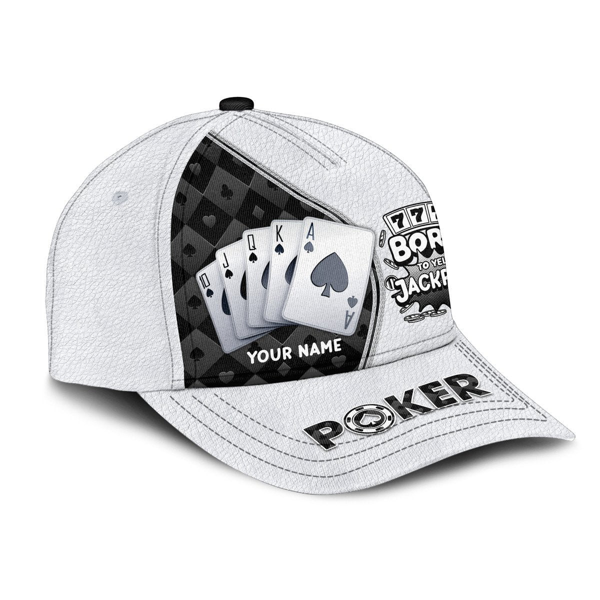 Personalized Name Poker Jackpot Classic Cap, Born To Yell Jackpot Funny Cap, Poker Hat Trucker Hats Custom Hats Gifts For Men & Women
