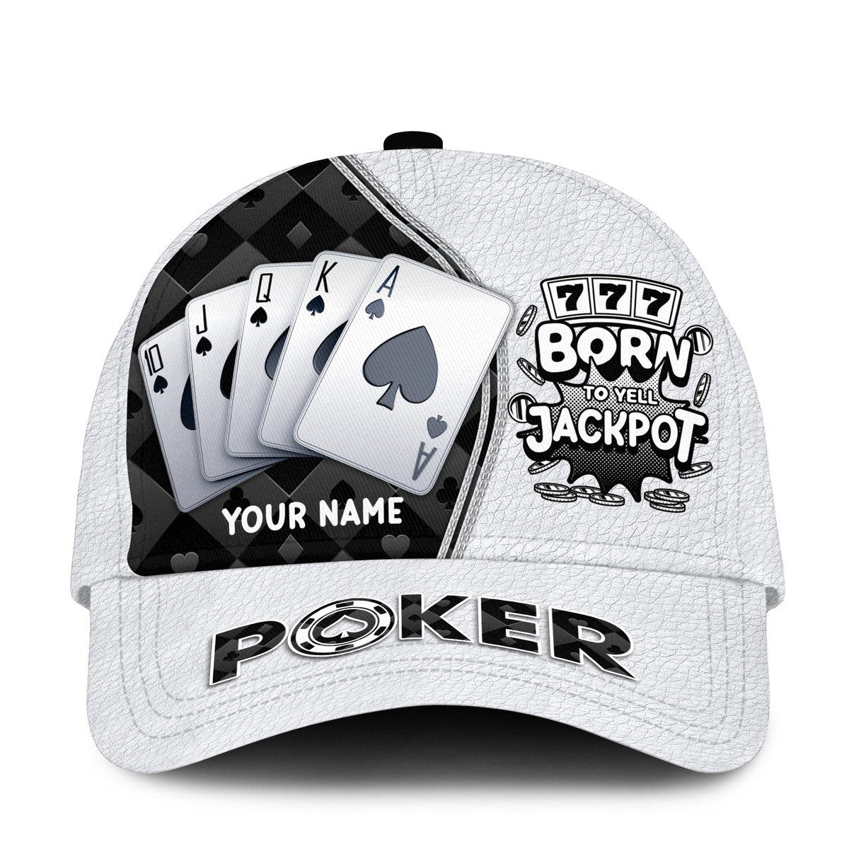 Personalized Name Poker Jackpot Classic Cap, Born To Yell Jackpot Funny Cap, Poker Hat Trucker Hats Custom Hats Gifts For Men & Women