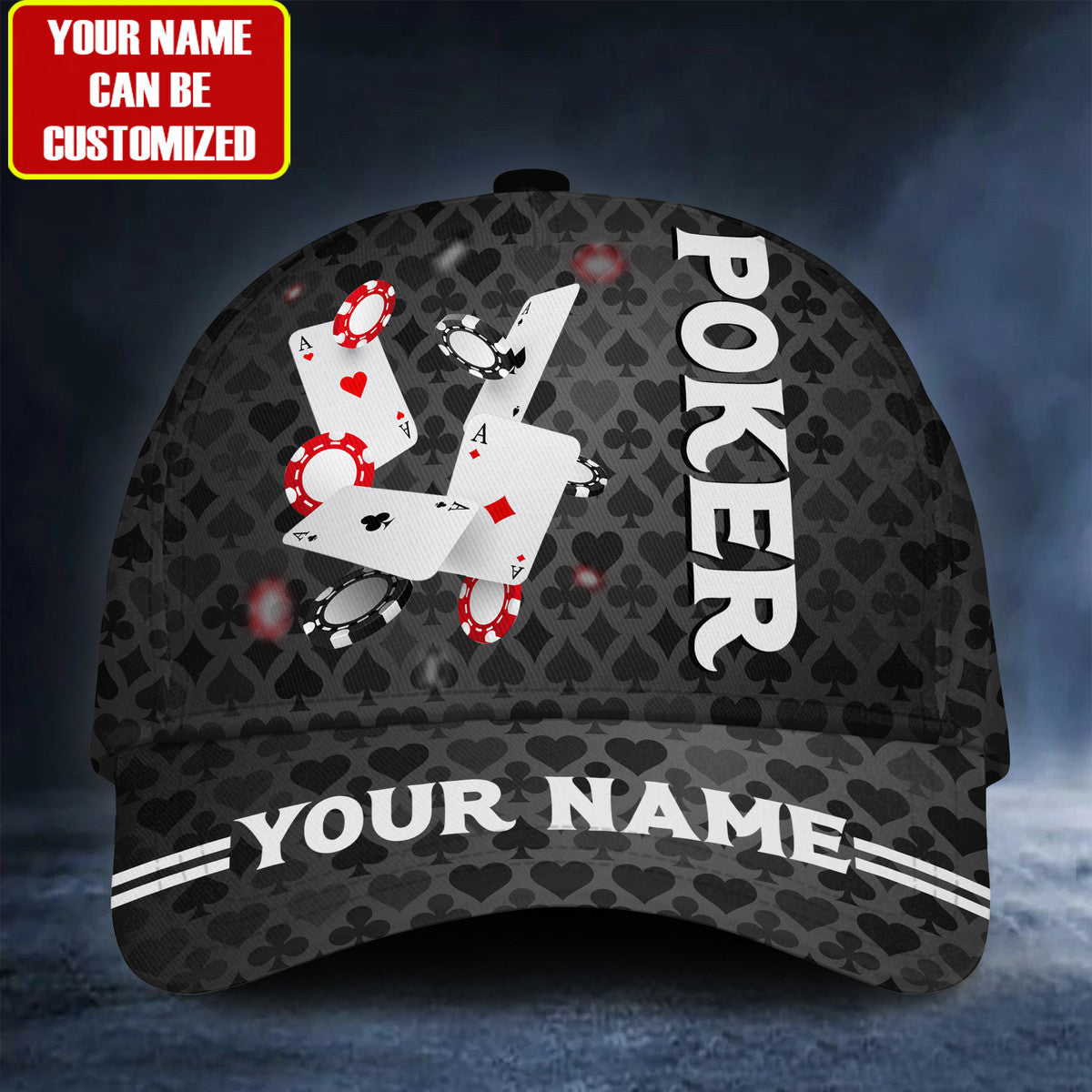 Personalized Name Poker Q6 Classic Cap Trucker Hats Custom Hats Gifts For Men & Women