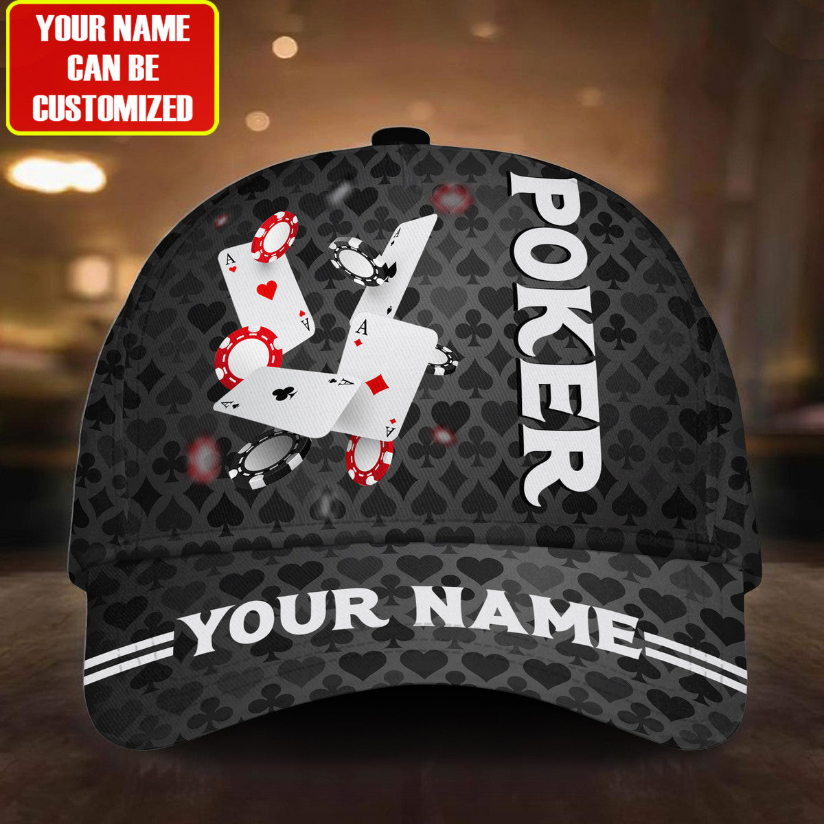 Personalized Name Poker Q6 Classic Cap Trucker Hats Custom Hats Gifts For Men & Women