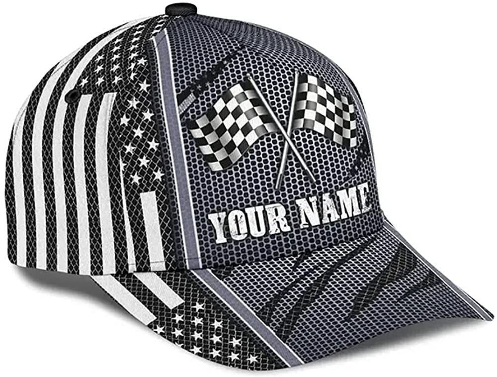 Personalized Name Racing Net Pattern Beautiful 3D Cap, Snapback Cap, Baseball Cap Trucker Hats Custom Hats Gifts For Men & Women