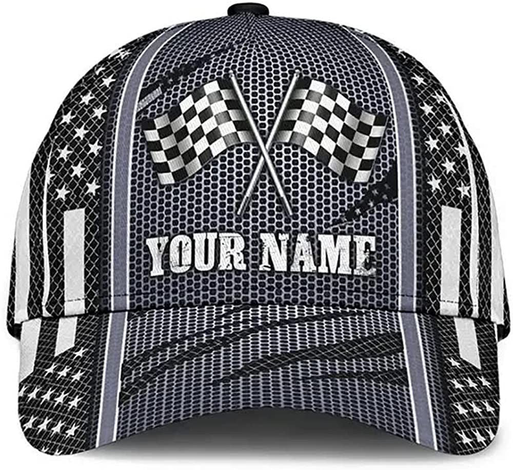 Personalized Name Racing Net Pattern Beautiful 3D Cap, Snapback Cap, Baseball Cap Trucker Hats Custom Hats Gifts For Men & Women