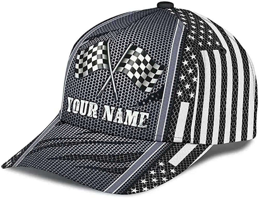 Personalized Name Racing Net Pattern Beautiful 3D Cap, Snapback Cap, Baseball Cap Trucker Hats Custom Hats Gifts For Men & Women