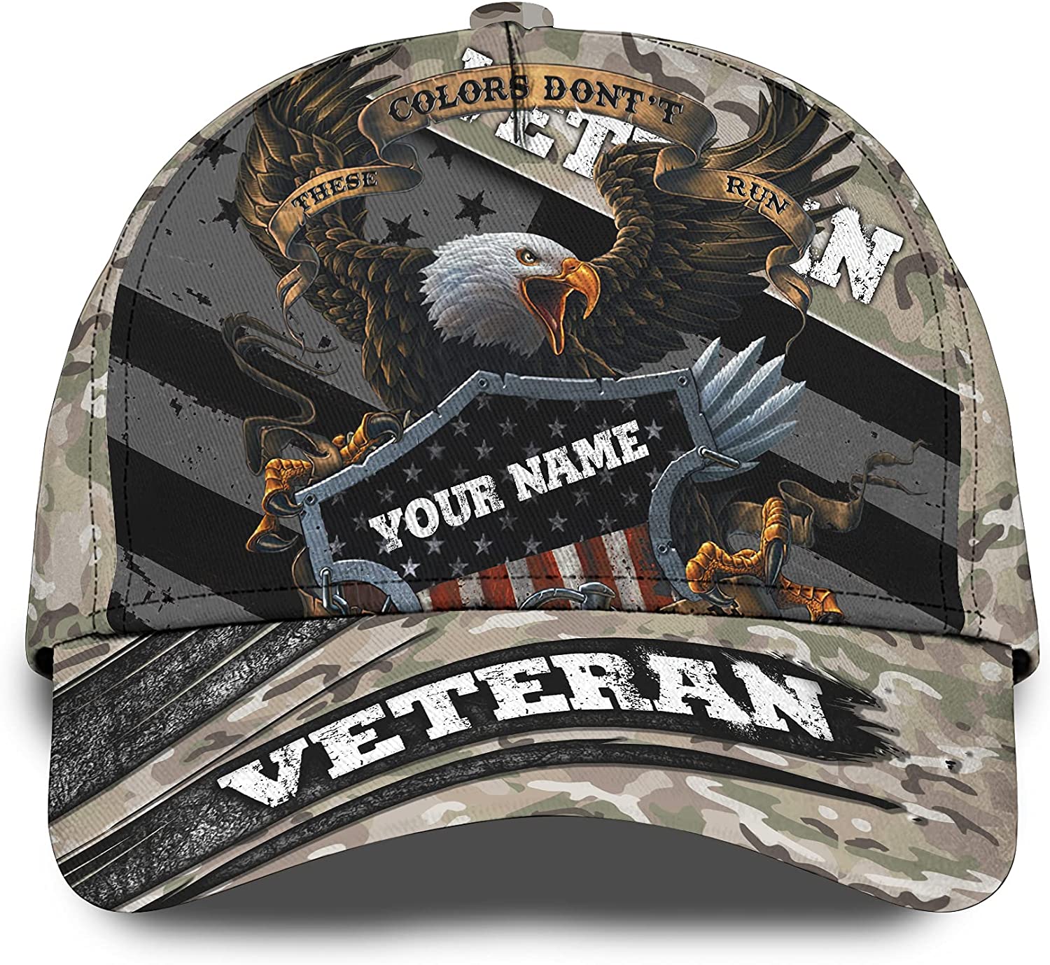 Personalized Name Veteran 3D Cap, Gift For Veteran Day, Father's Day Gift Trucker Hats Custom Hats Gifts For Men & Women