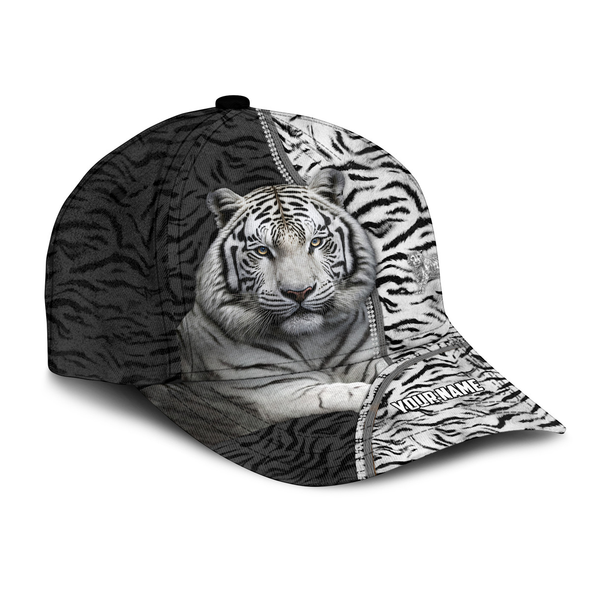 Personalized Name White Tiger Q2 Classic Cap Trucker Hats Custom Hats Gifts For Men & Women